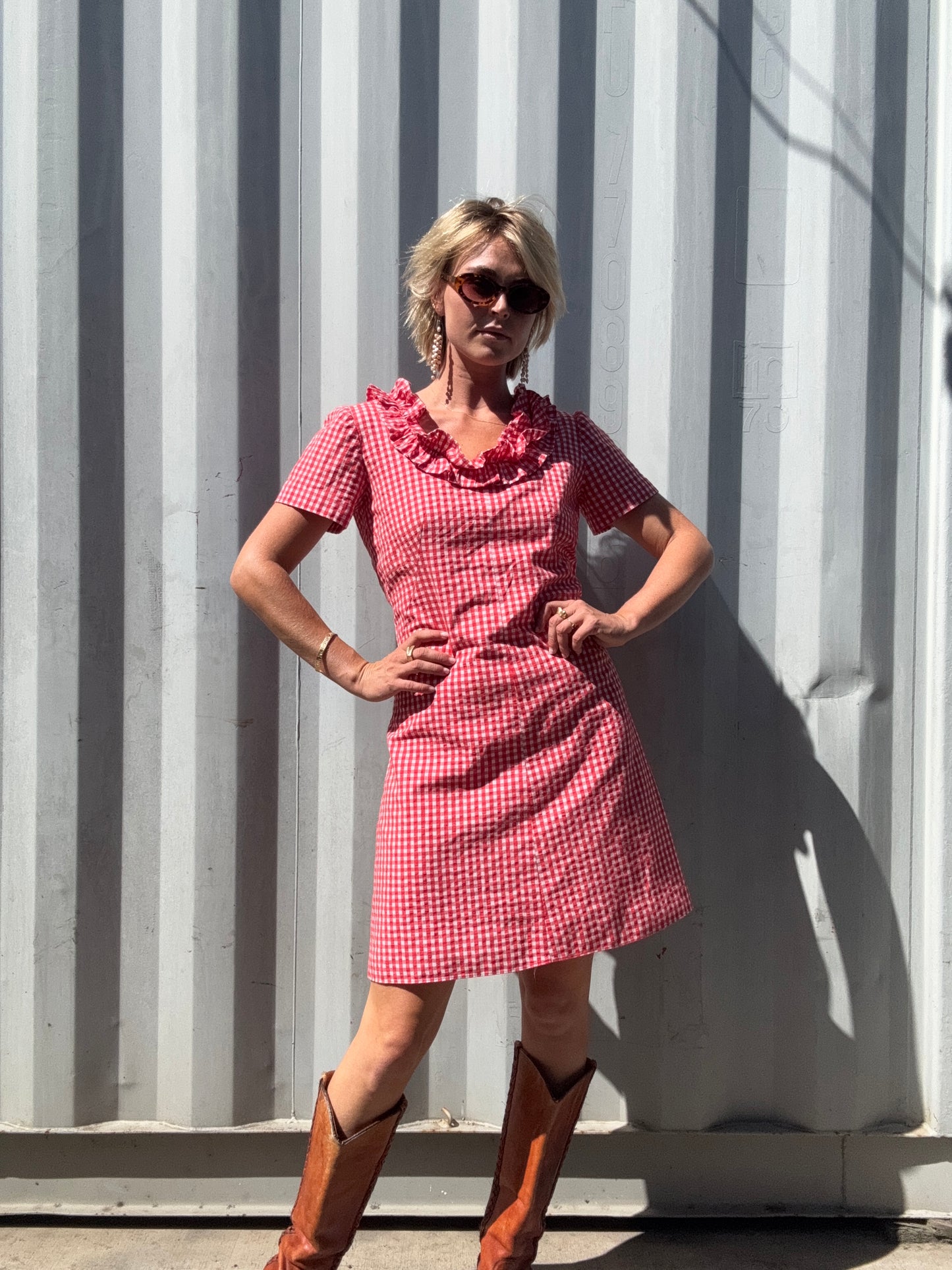 The Cecile 1970s Gingham Dress