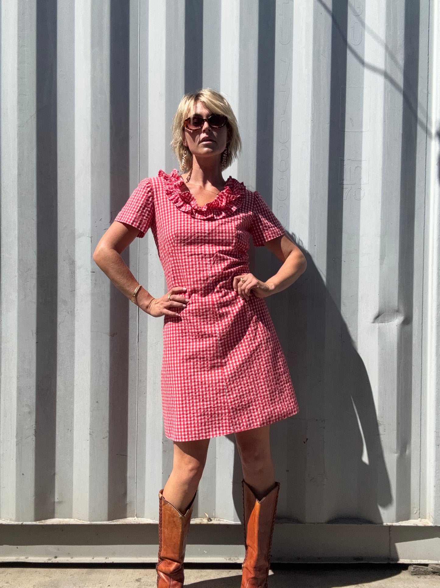 The Cecile 1970s Gingham Dress