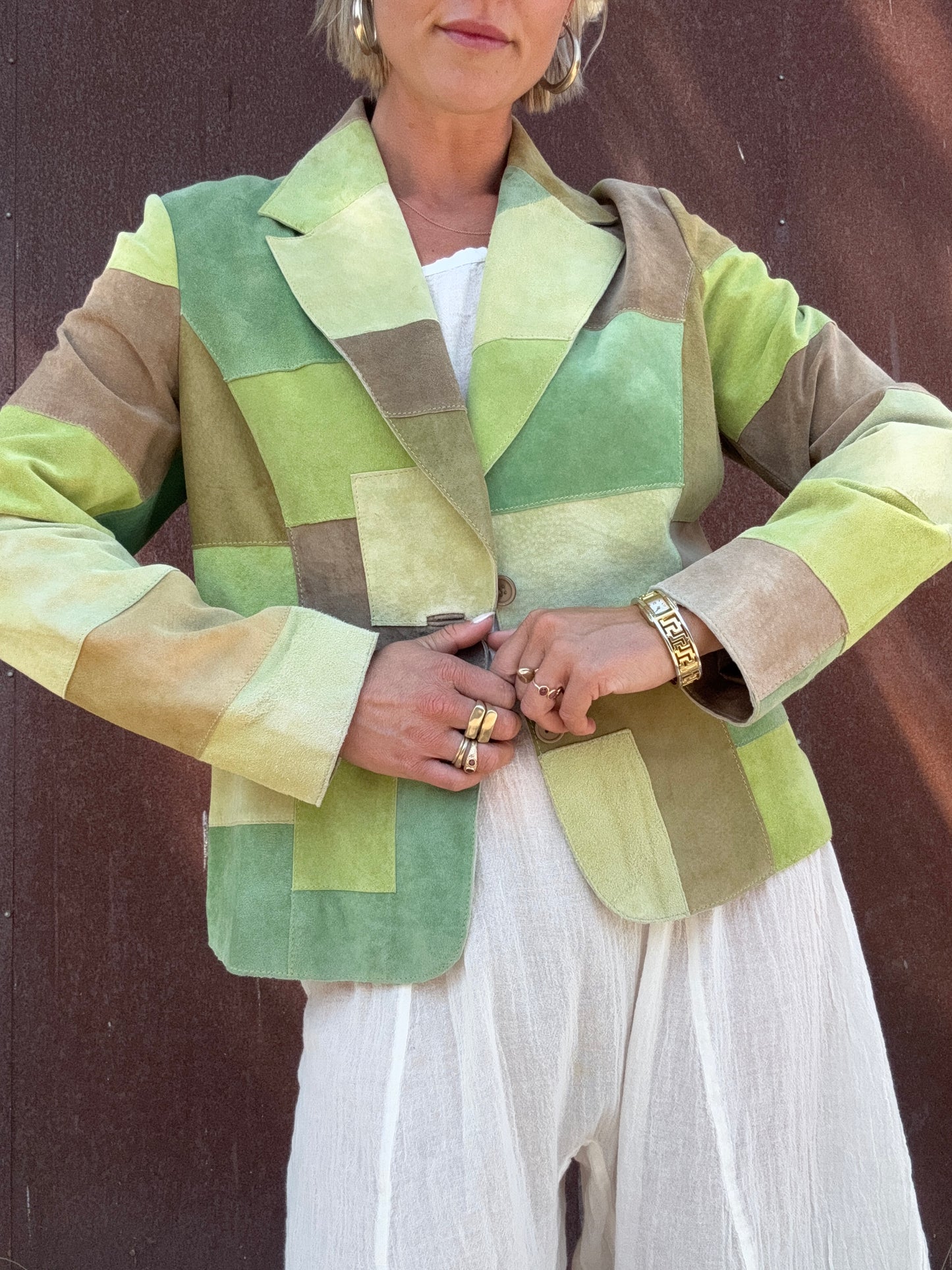 The Candace 1990s Suede Patchwork Jacket