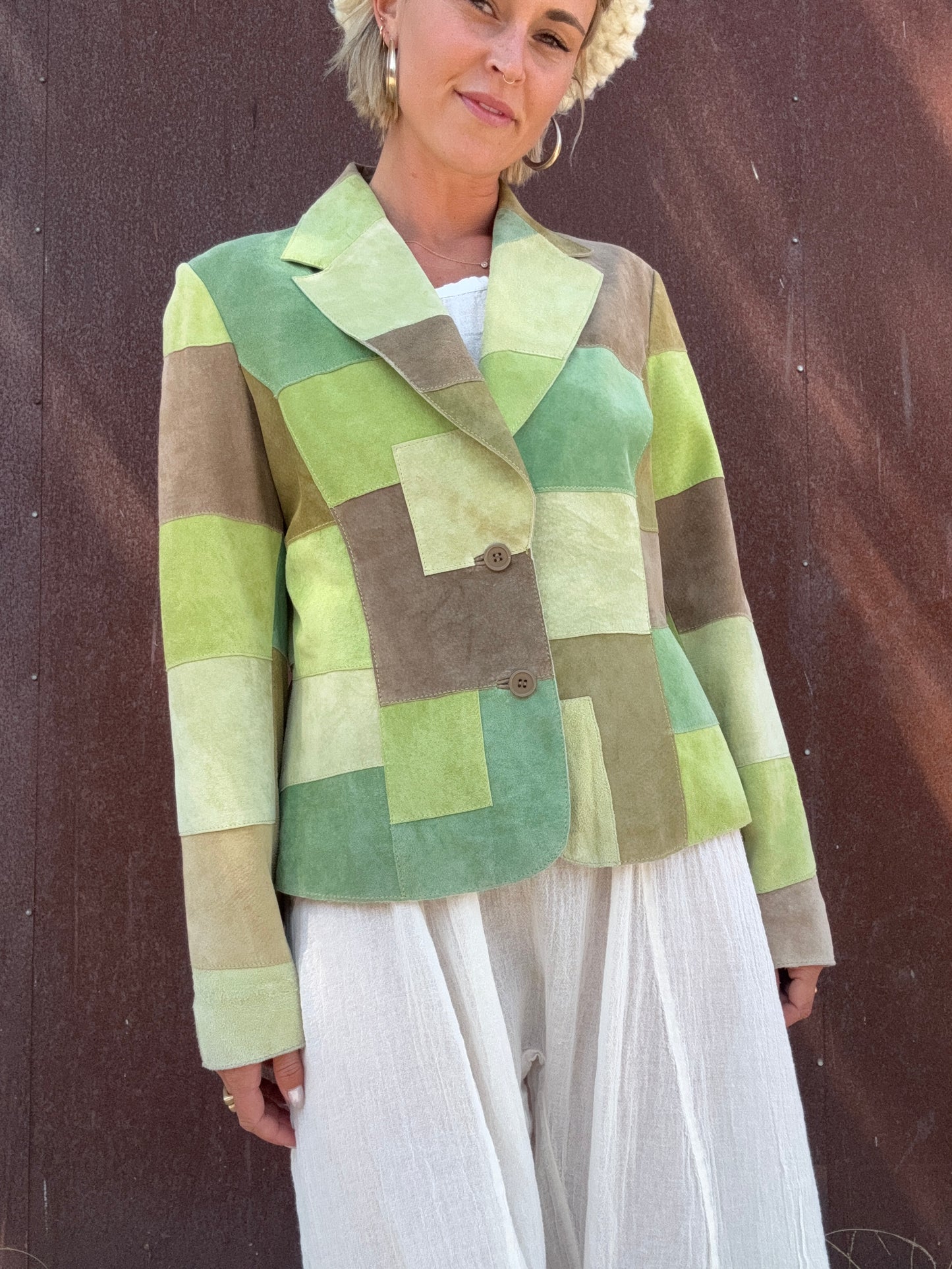 The Candace 1990s Suede Patchwork Jacket