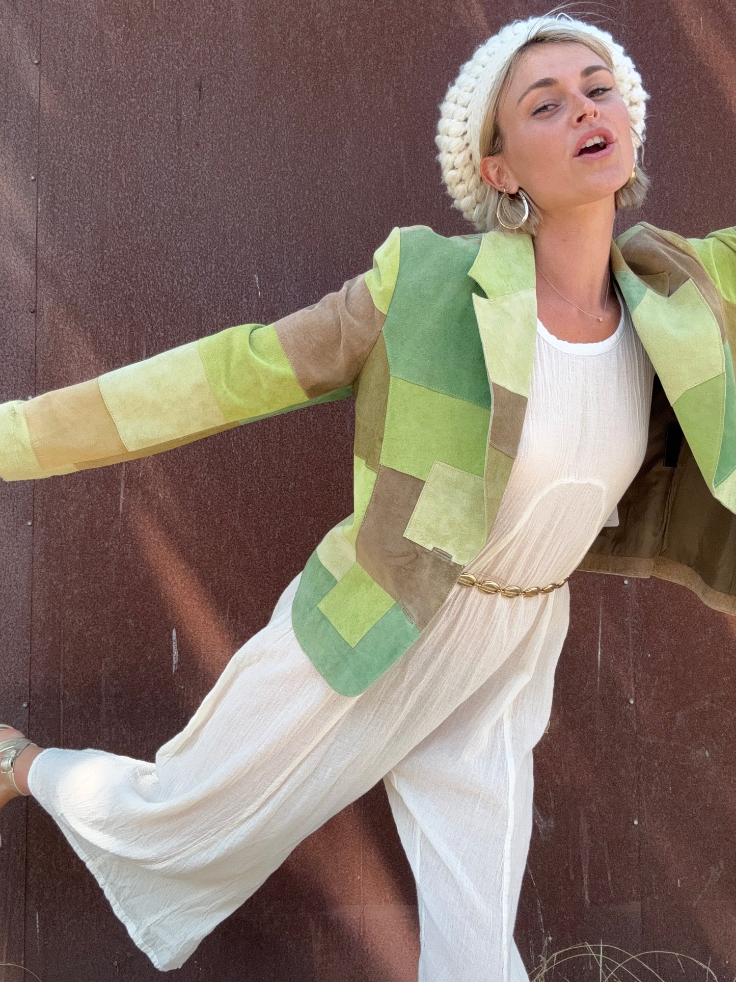 The Candace 1990s Suede Patchwork Jacket