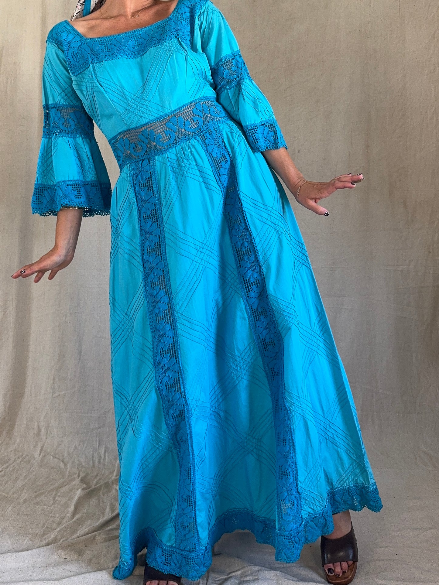 The Joanie 1970s Mexican Cotton Dress