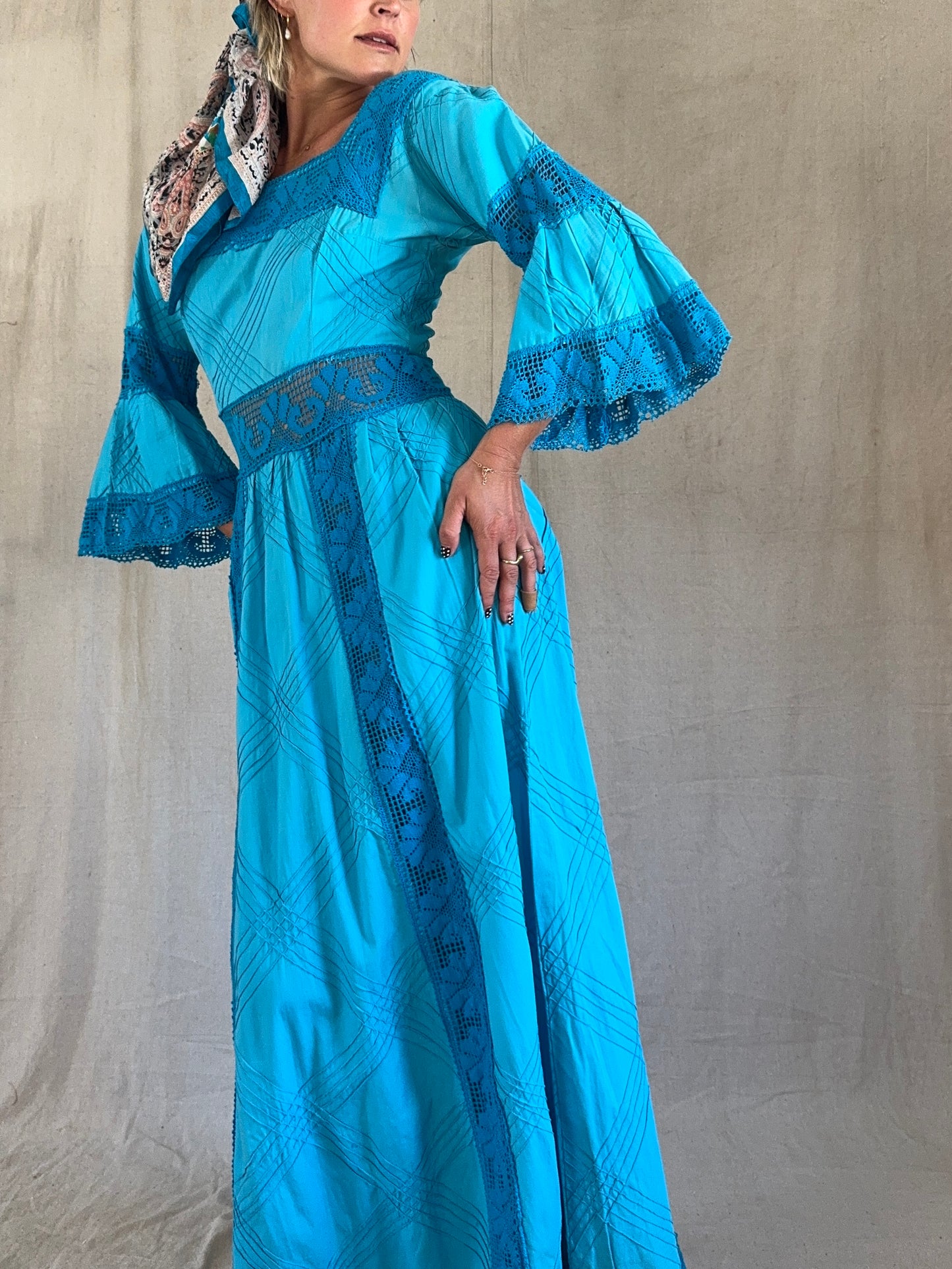 The Joanie 1970s Mexican Cotton Dress