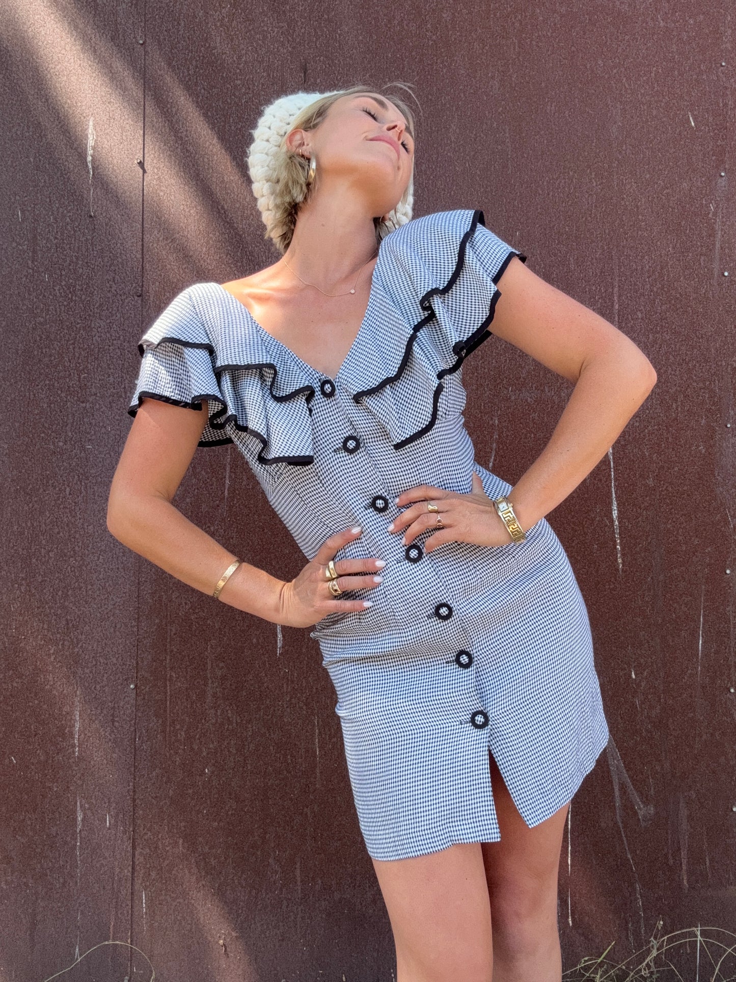 The Jacqueline 1980s Gingham Mini Dress