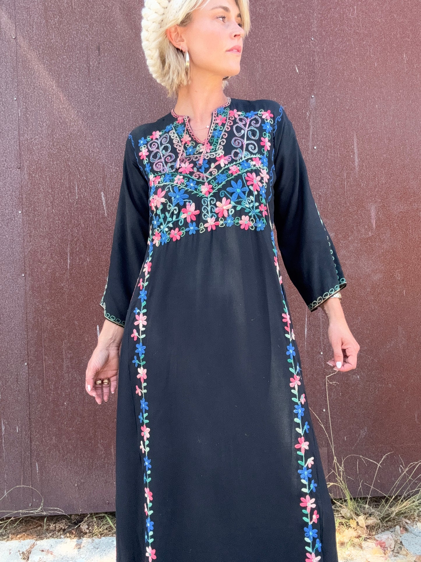 The Gracie 1970s Handmade Hand-Embroidered Dress