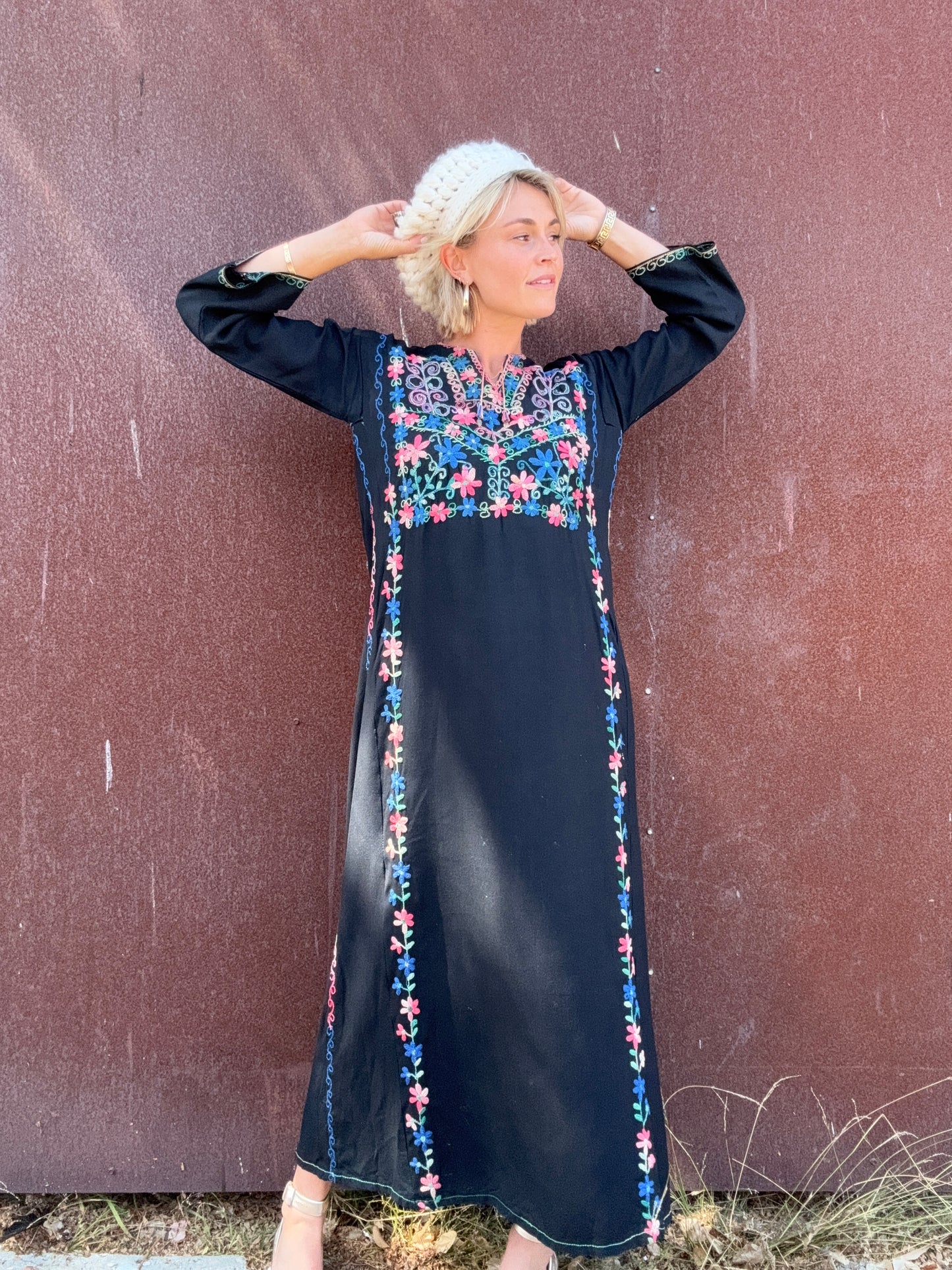 The Gracie 1970s Handmade Hand-Embroidered Dress