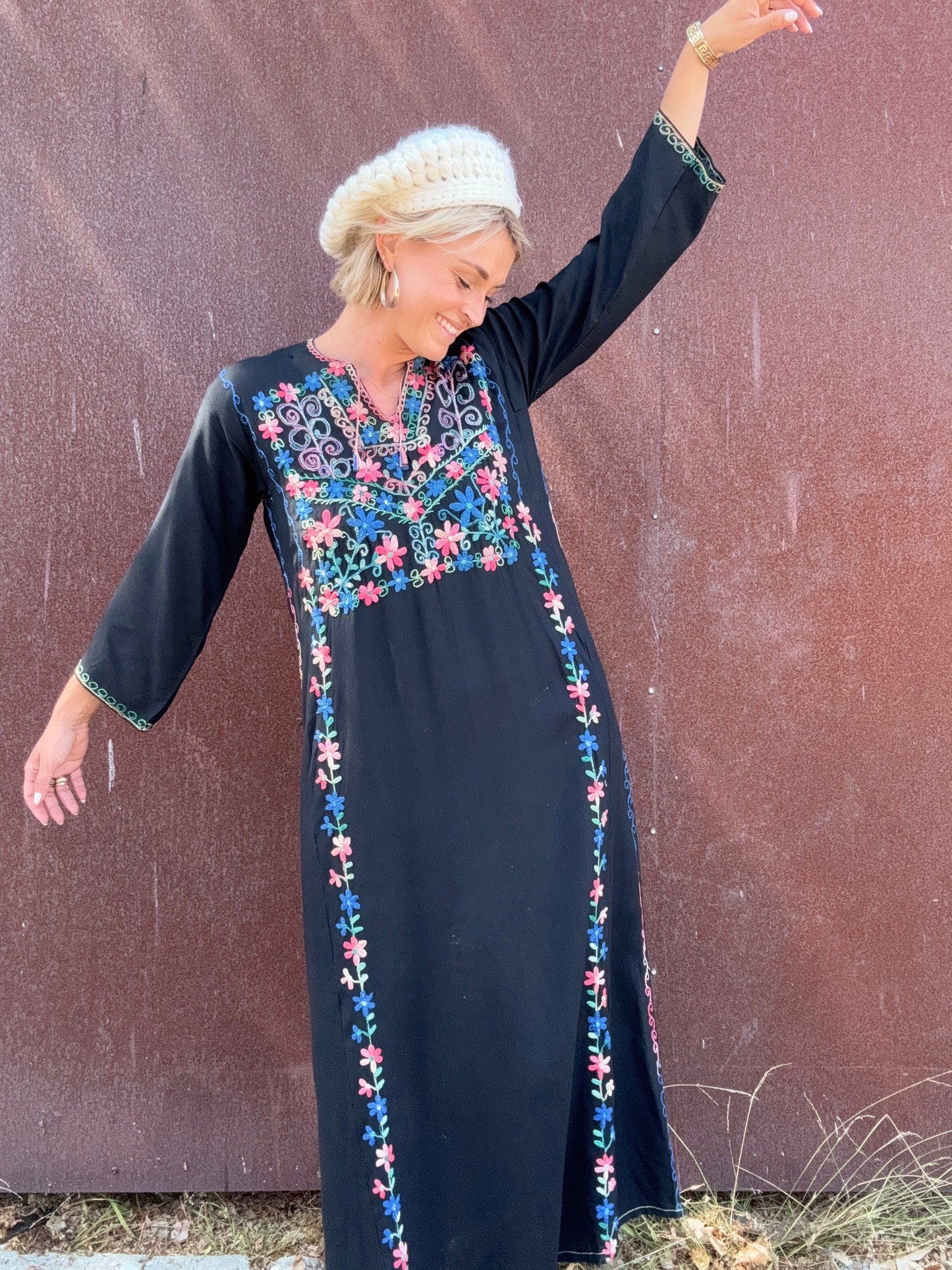 The Gracie 1970s Handmade Hand-Embroidered Dress