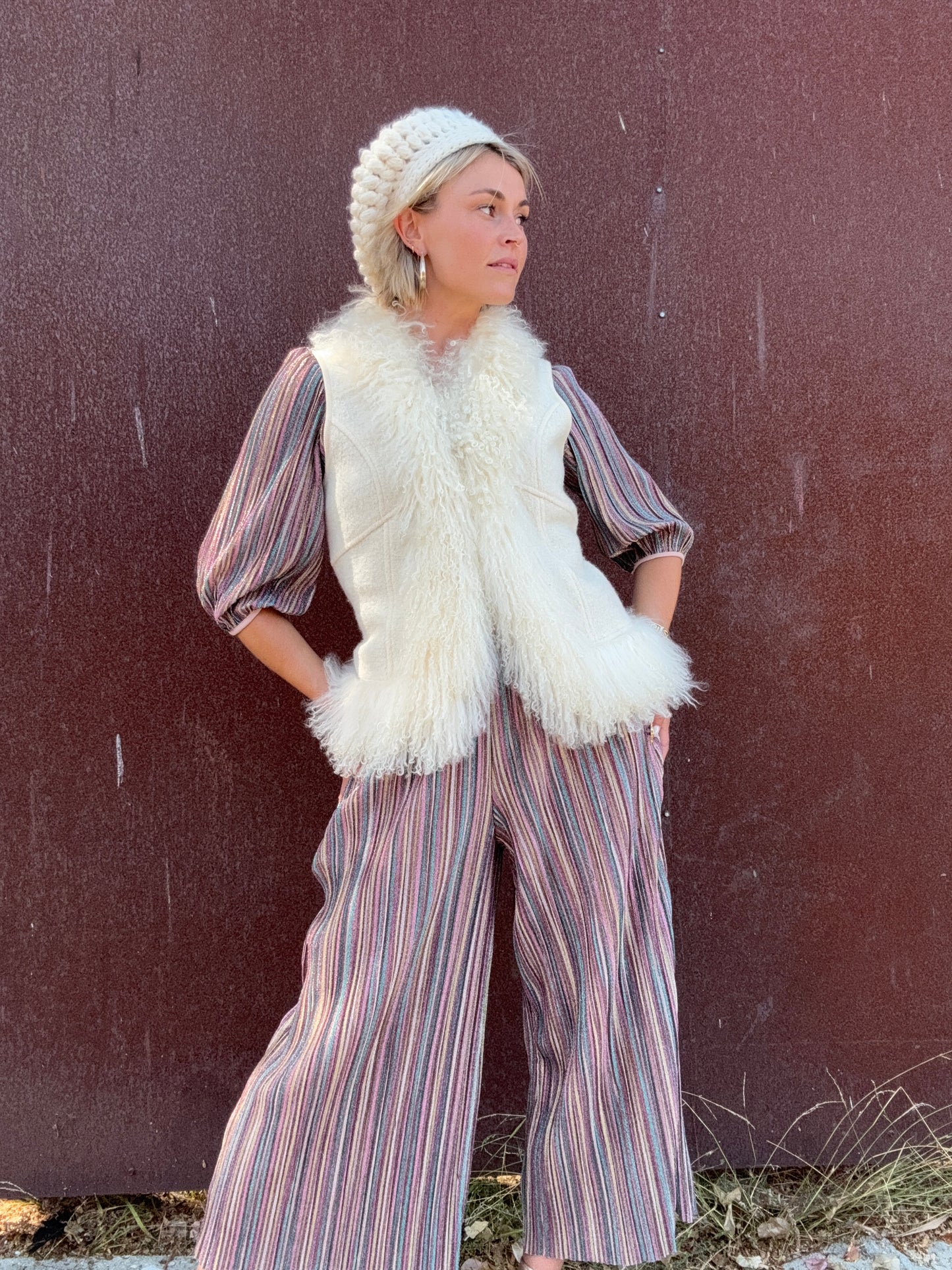 The Karla Wool and Lamb Fur Vest