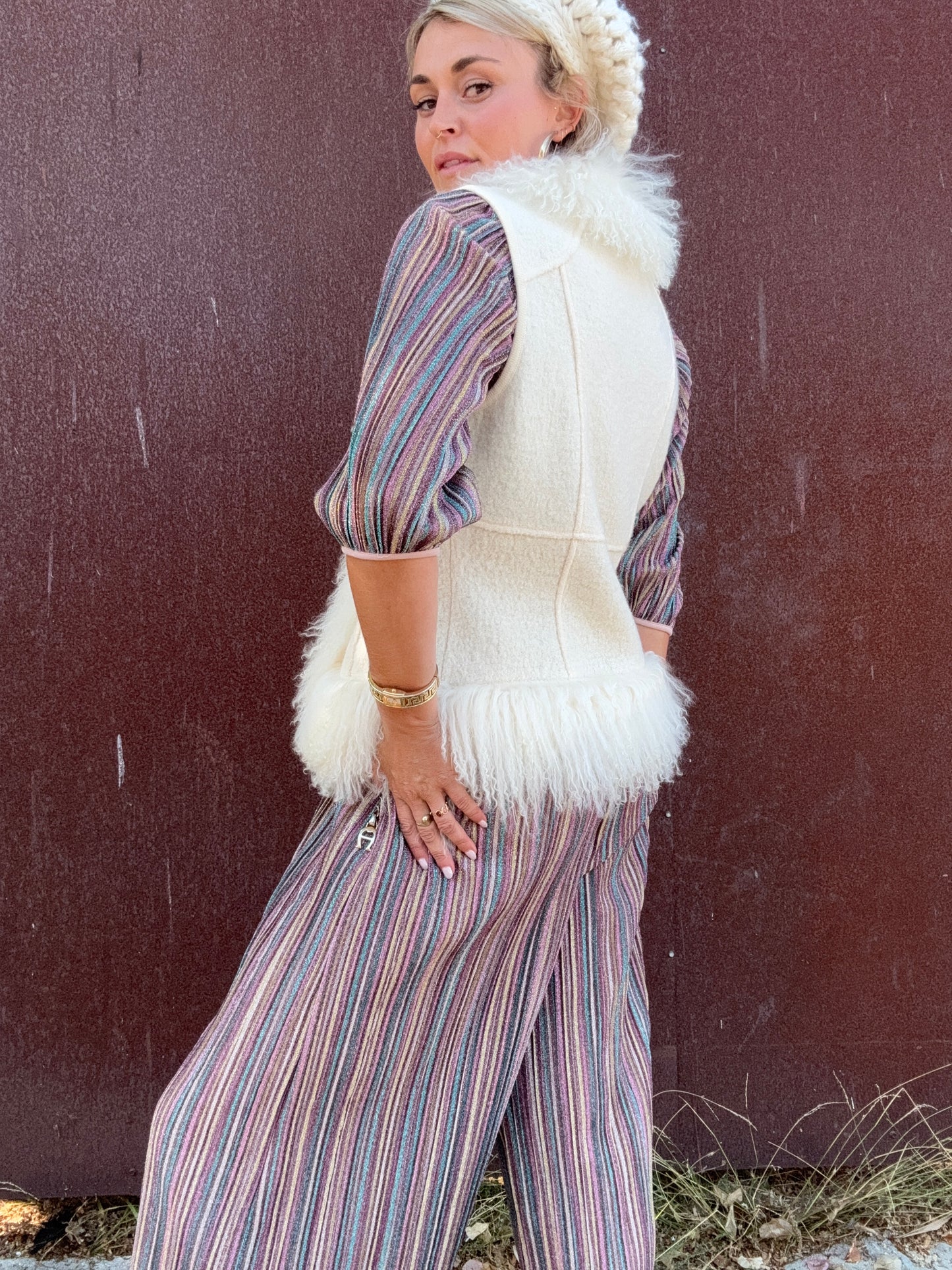 The Karla Wool and Lamb Fur Vest