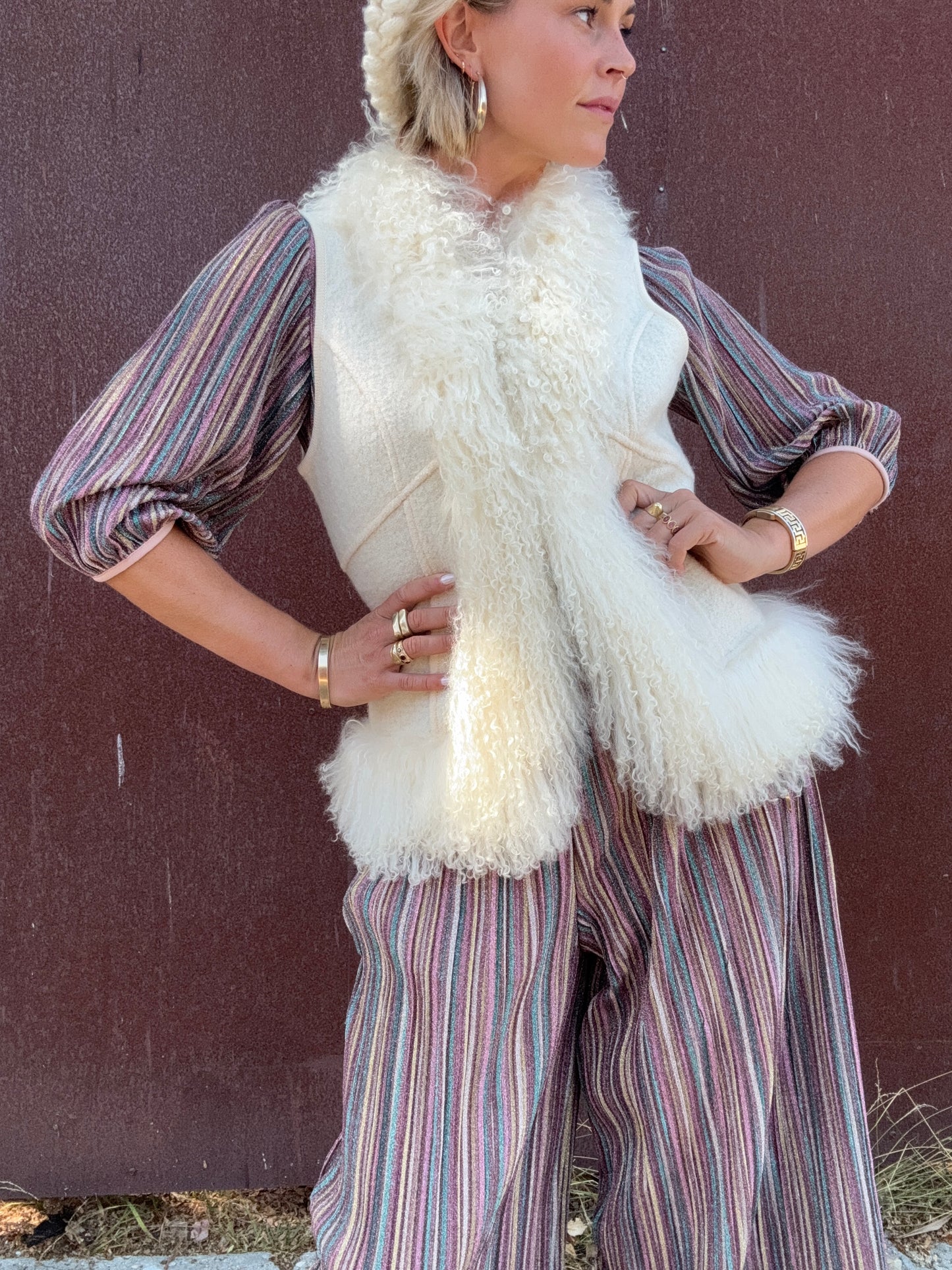 The Karla Wool and Lamb Fur Vest