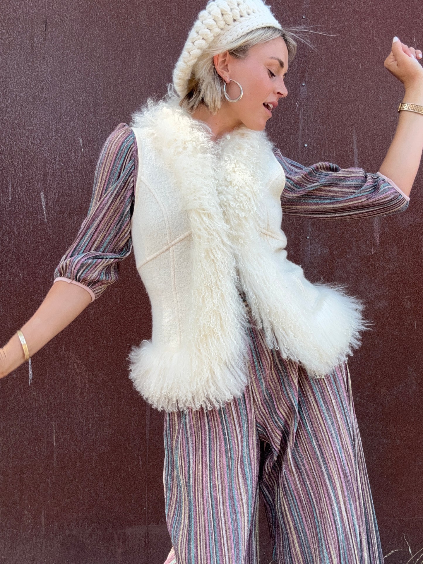 The Karla Wool and Lamb Fur Vest