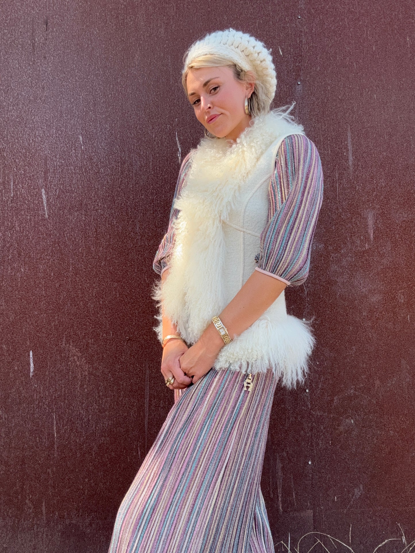 The Karla Wool and Lamb Fur Vest