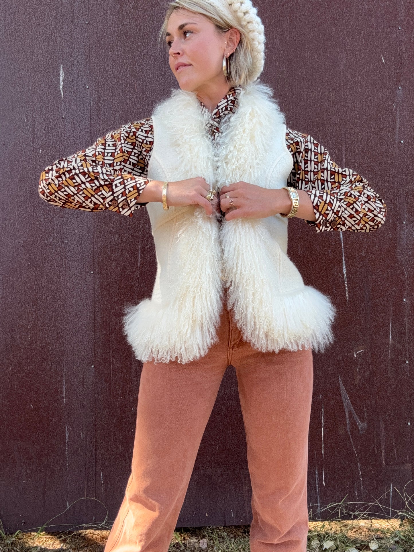 The Karla Wool and Lamb Fur Vest