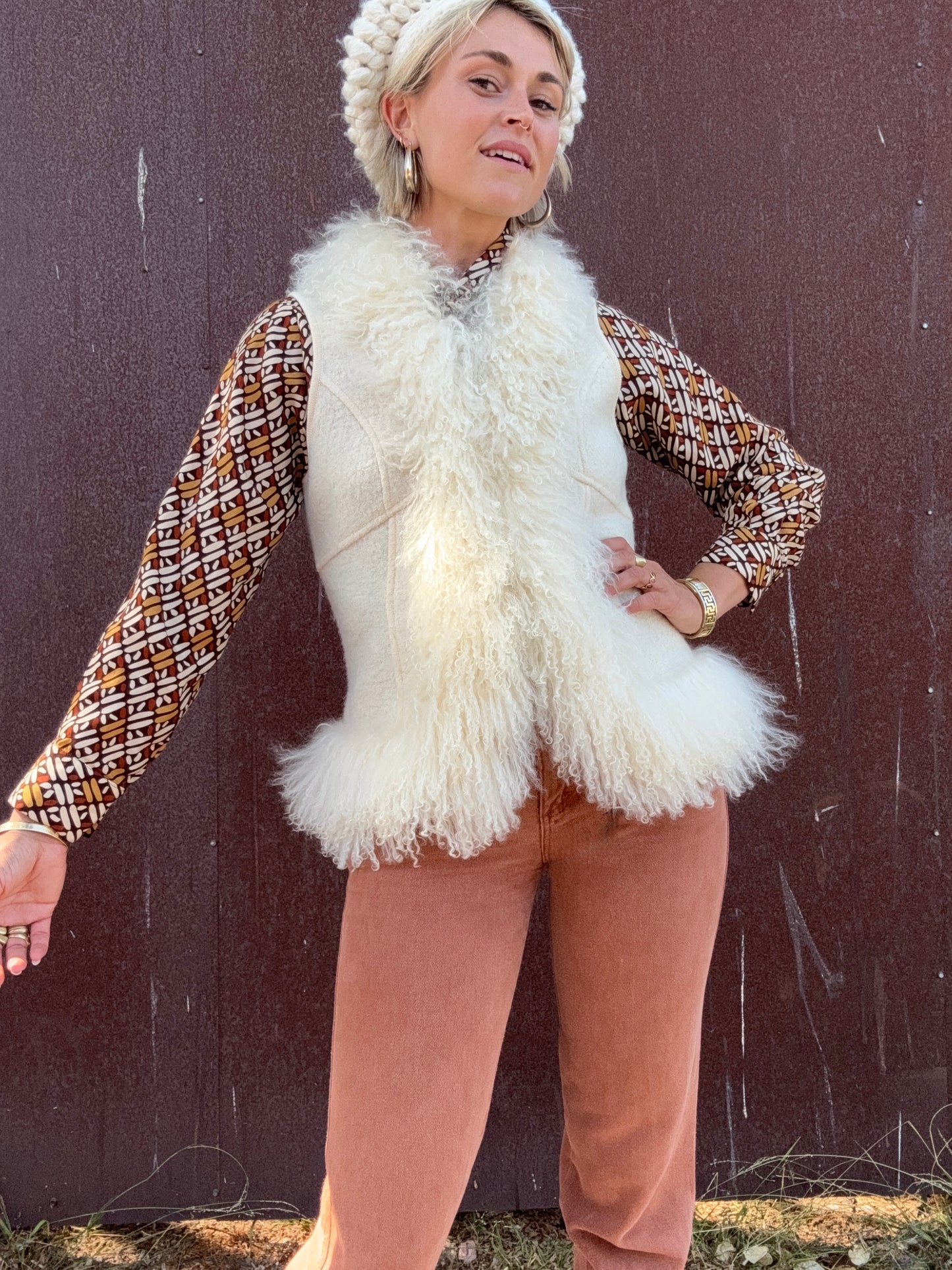 The Karla Wool and Lamb Fur Vest