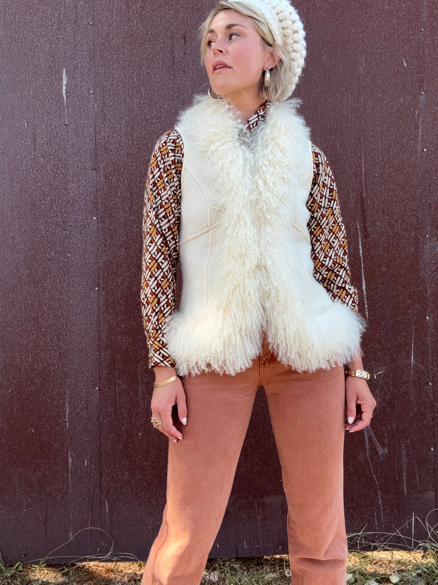 The Karla Wool and Lamb Fur Vest