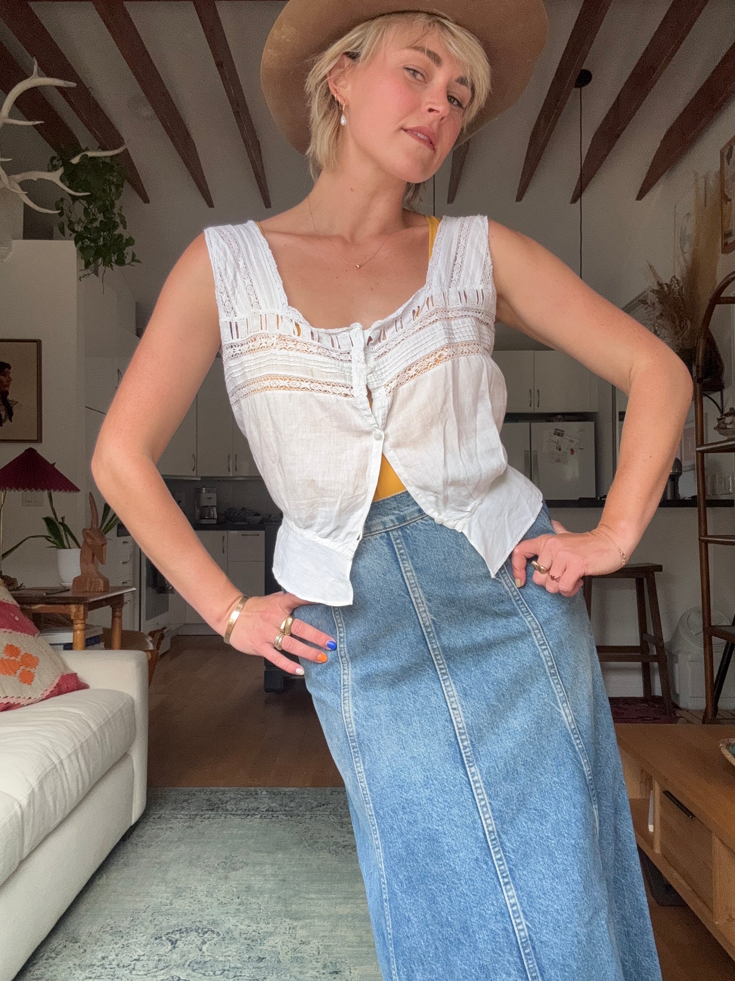 The Faye 1920s French Cotton Blouse