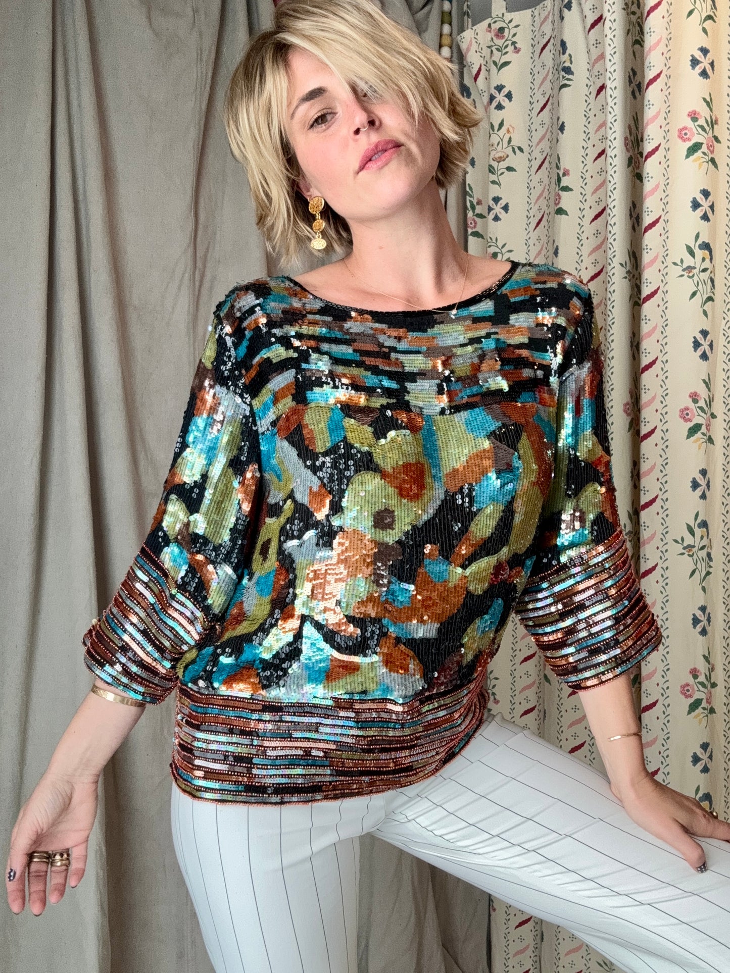 The Neiman Marcus 1980s Sequin Silk Top