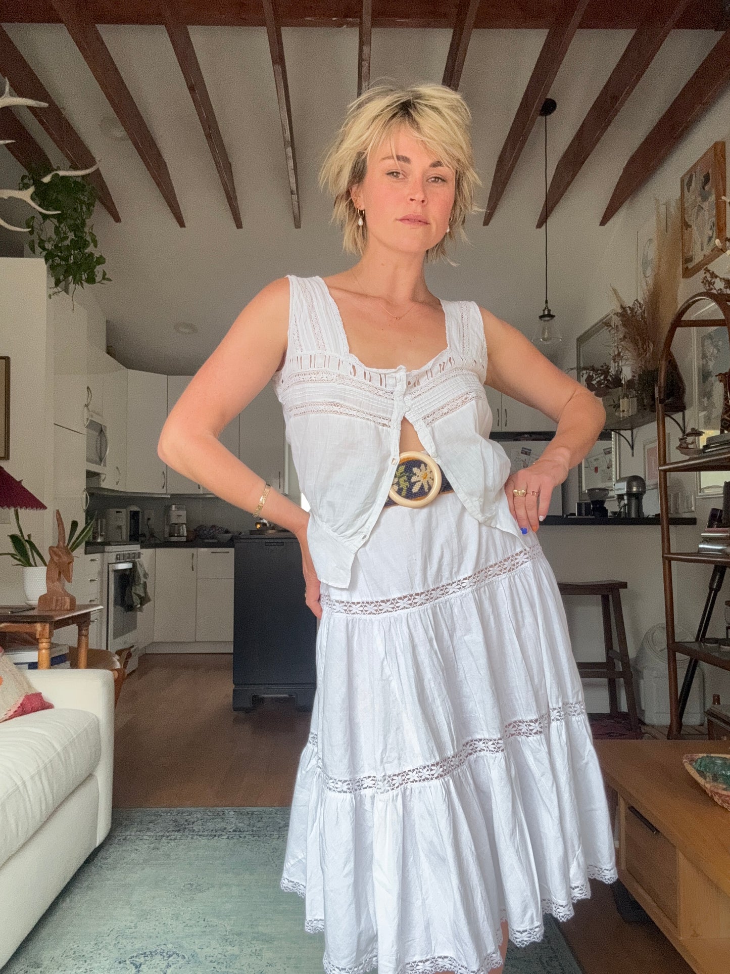 The Clara Antique French Cotton Skirt