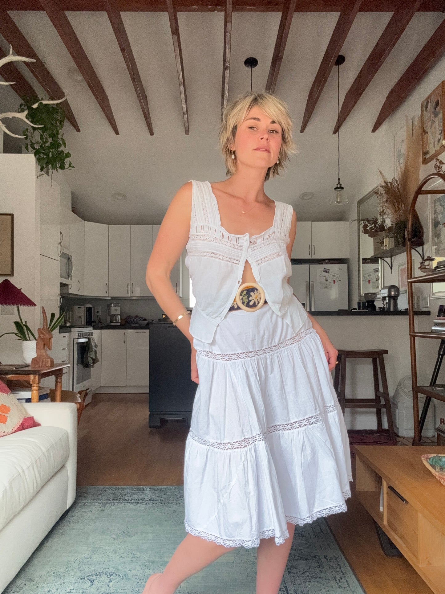The Clara Antique French Cotton Skirt