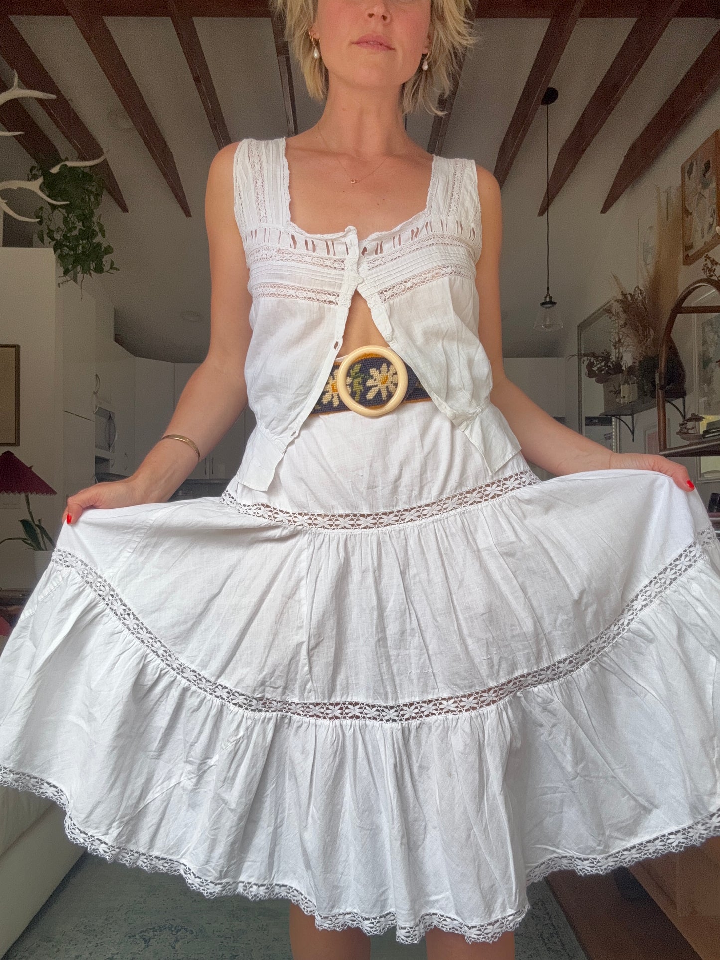 The Clara Antique French Cotton Skirt