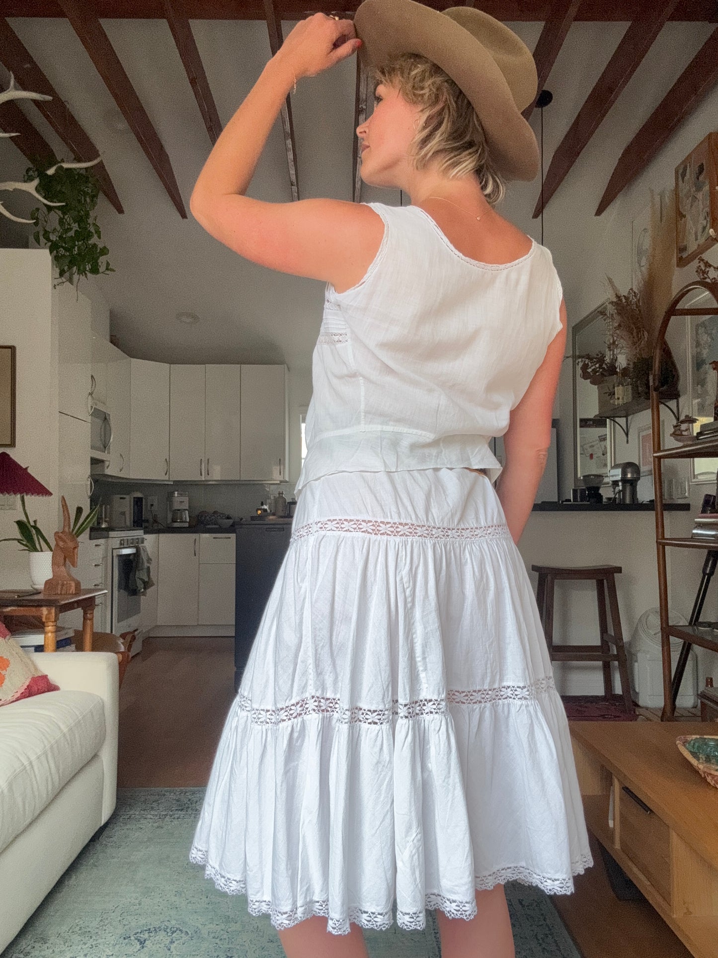 The Clara Antique French Cotton Skirt