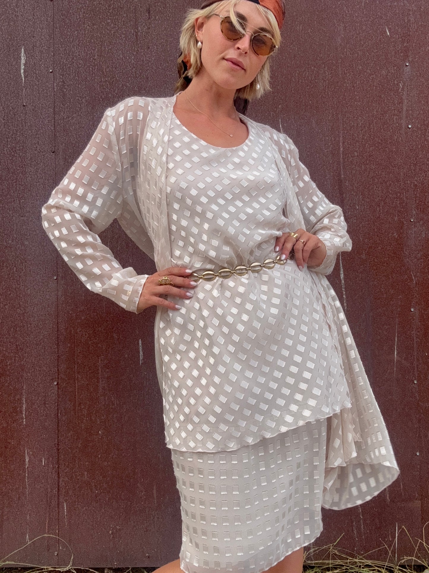 The Camille Checkered Dress and Duster Set