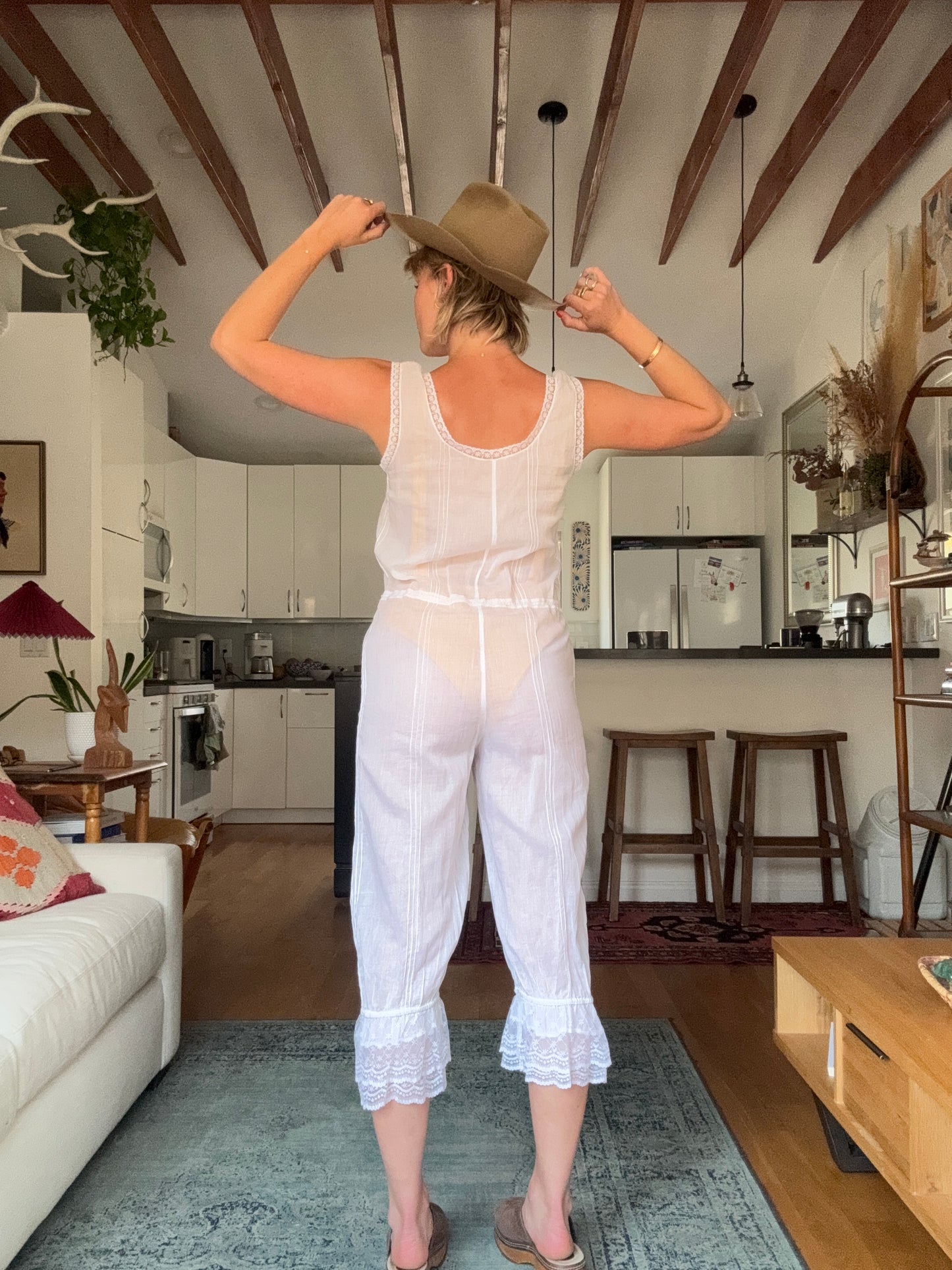 The Eileen Antique Cotton Bloomer Romper