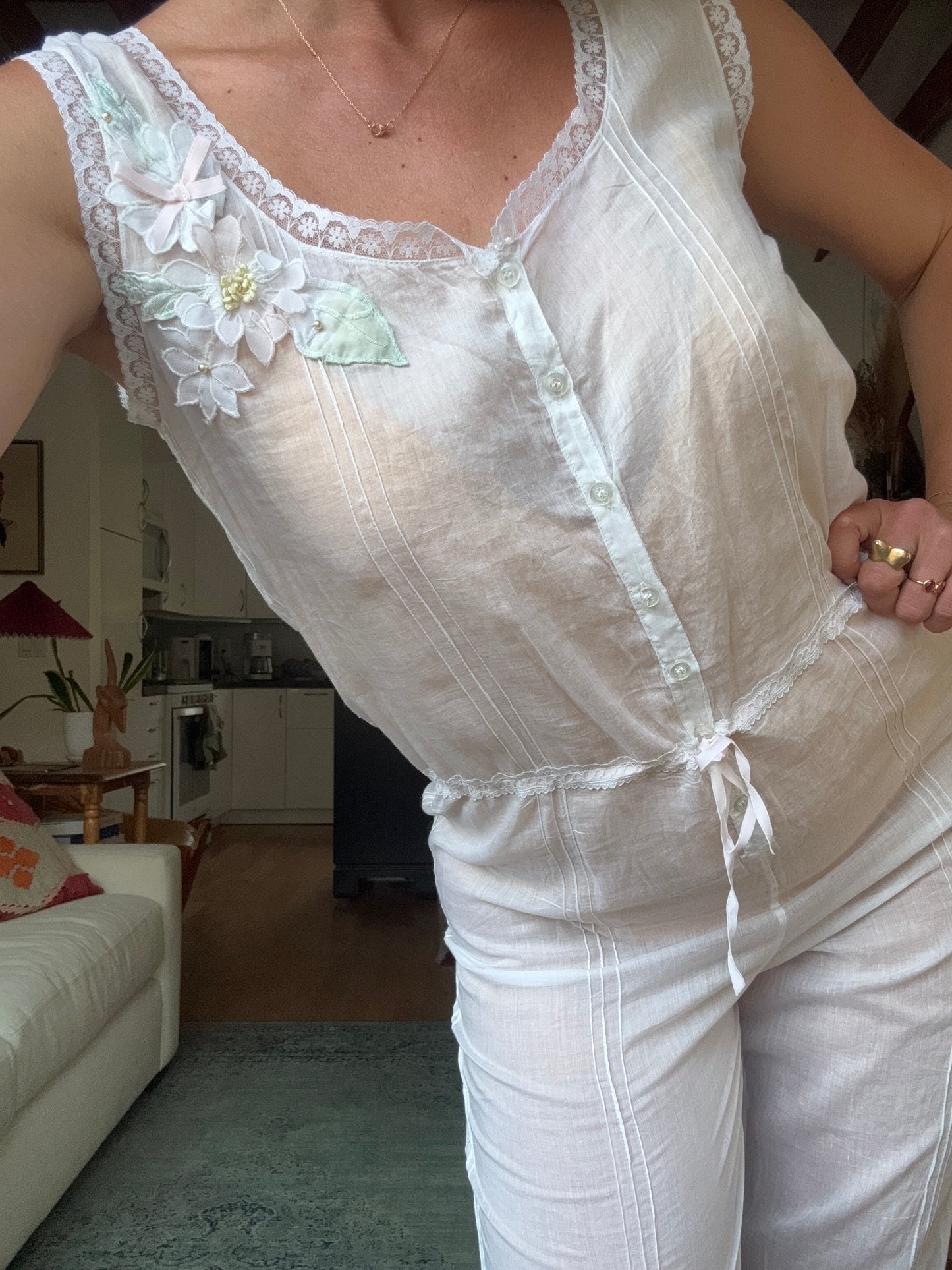 The Eileen Antique Cotton Bloomer Romper