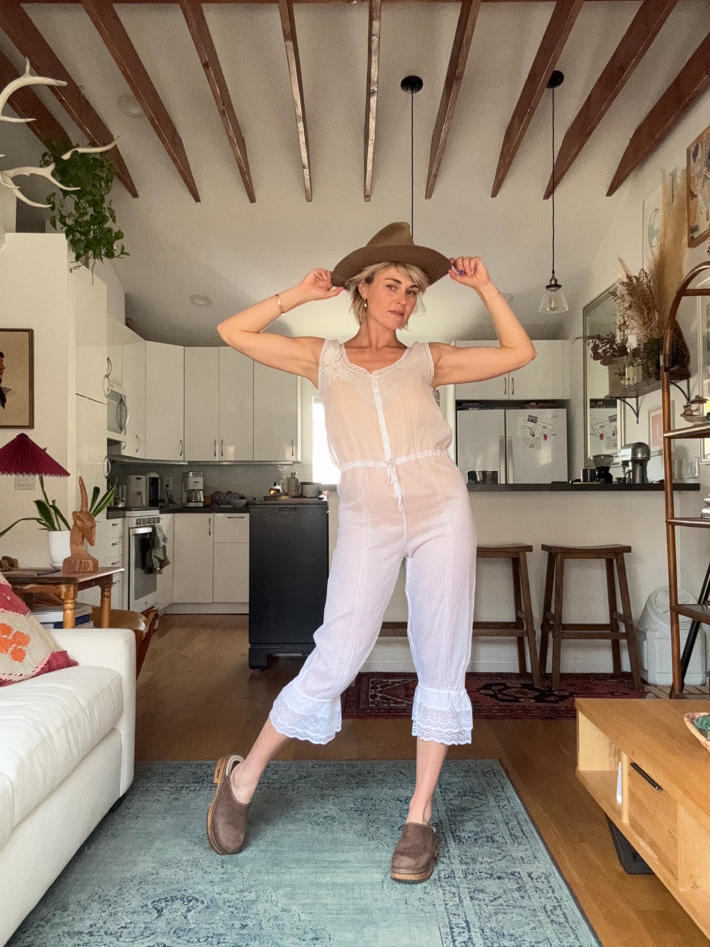 The Eileen Antique Cotton Bloomer Romper