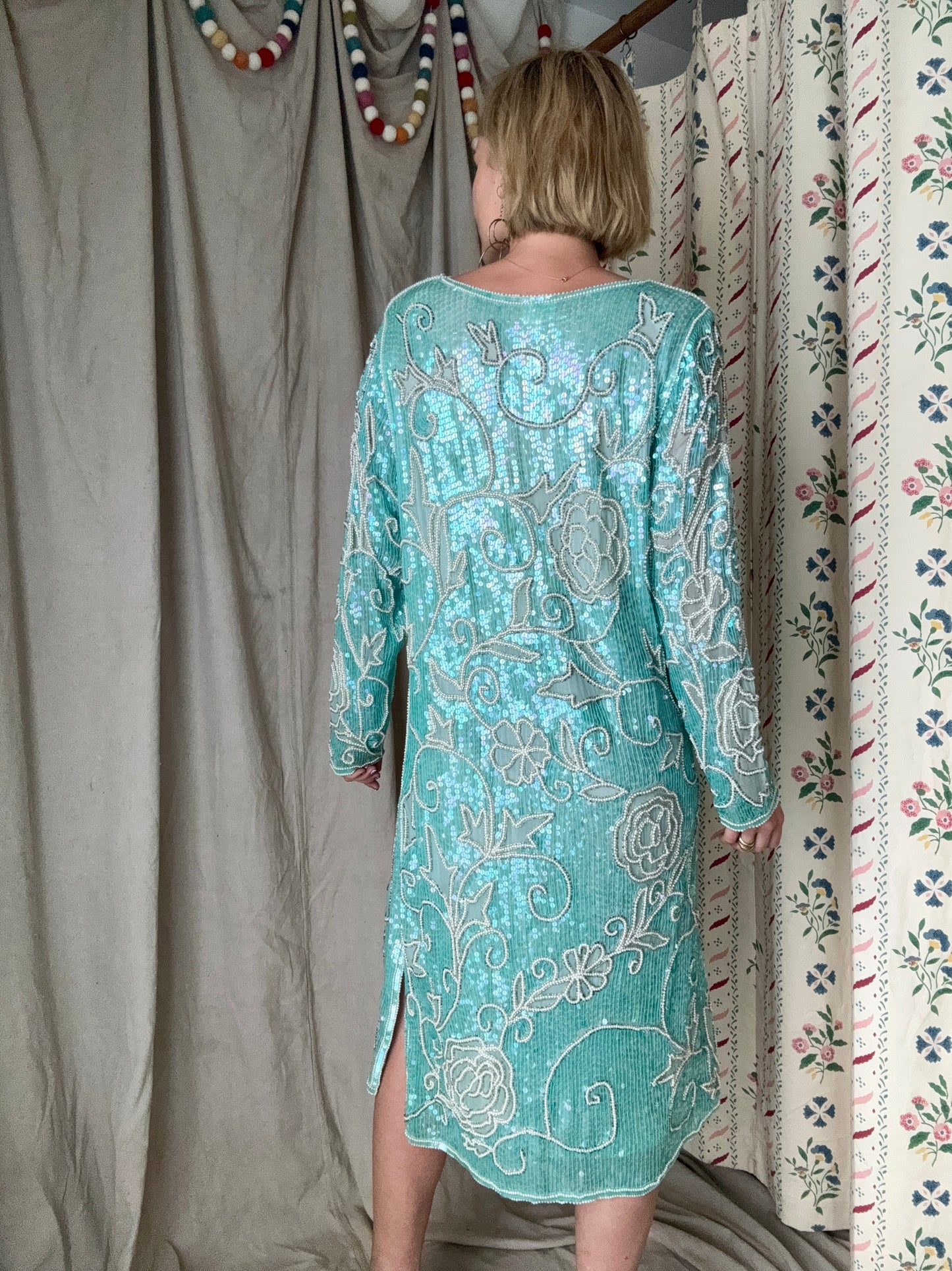 The Delphine 1980s Sequin Silk Gown