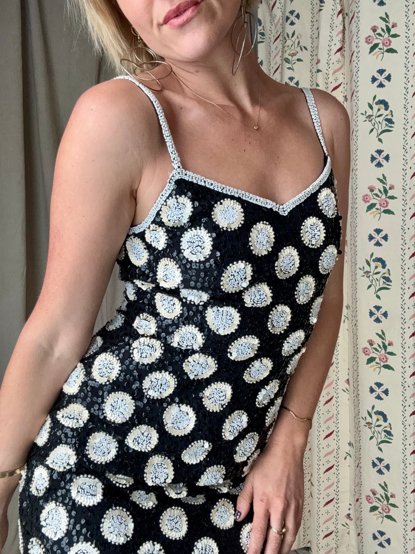 The Bella 1990s Sequin Silk Mini Dress