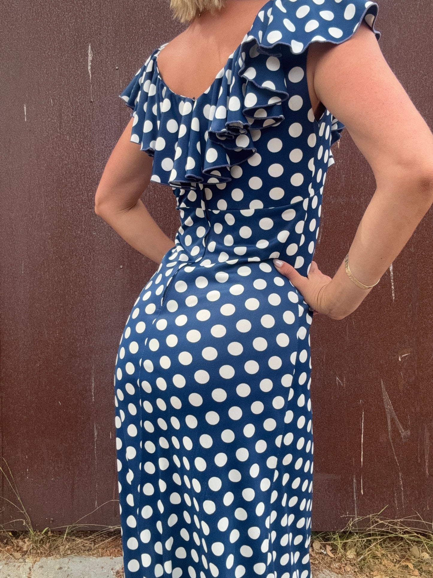 The Brigitte 1970s Polka Dot Maxi Dress