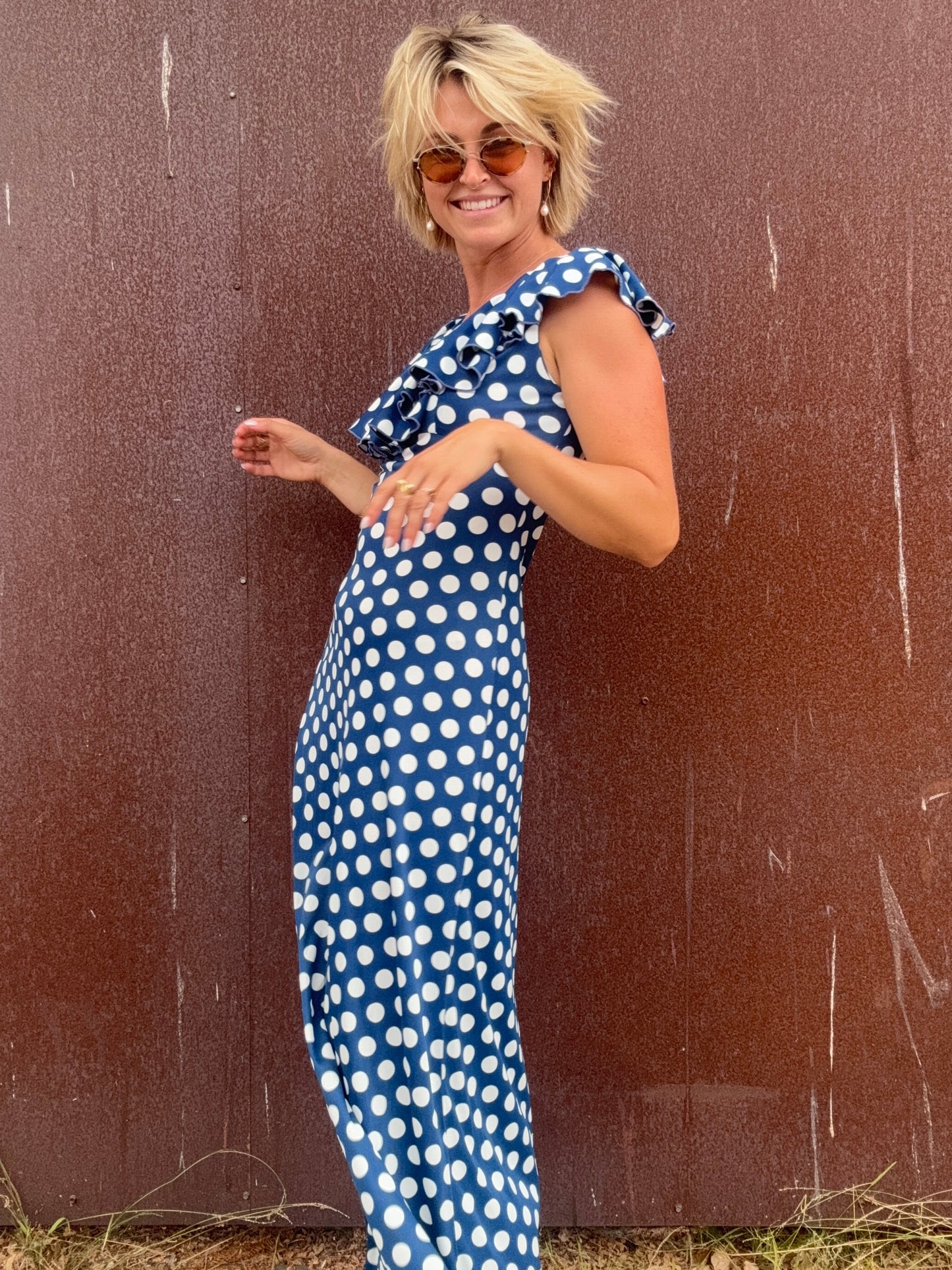 The Brigitte 1970s Polka Dot Maxi Dress