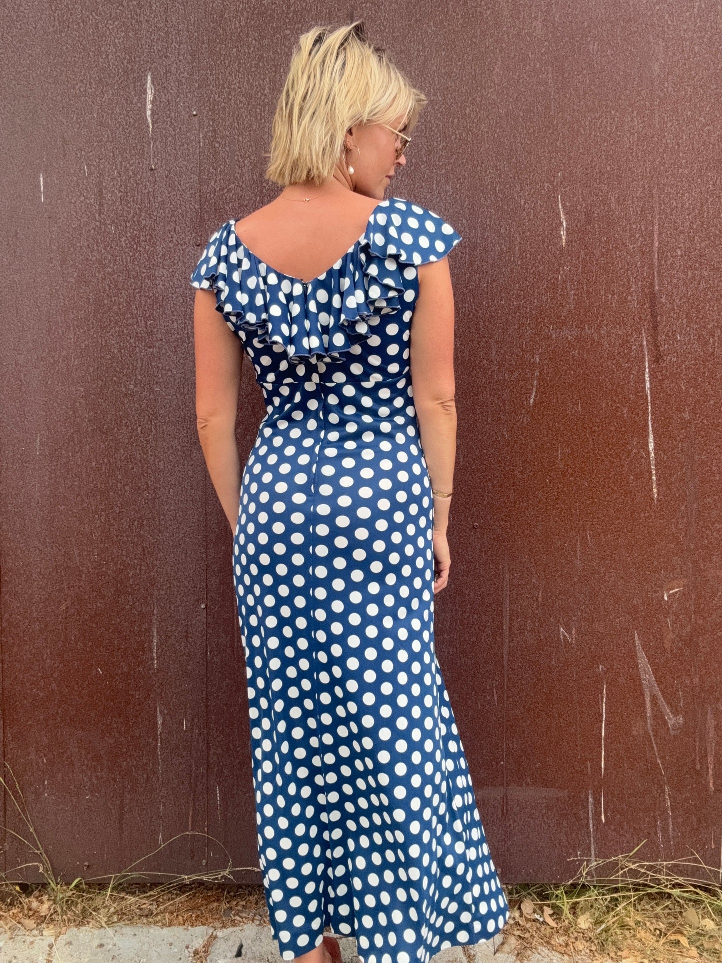 The Brigitte 1970s Polka Dot Maxi Dress