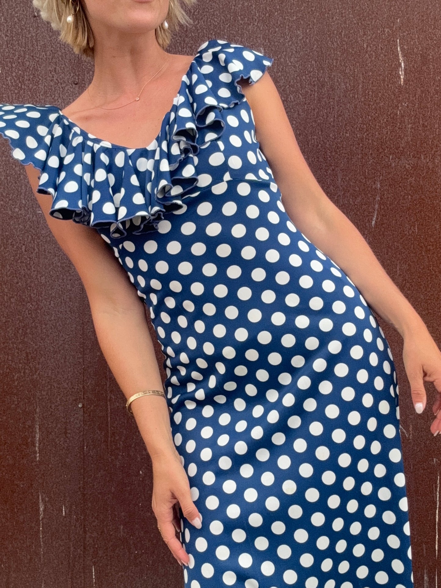 The Brigitte 1970s Polka Dot Maxi Dress