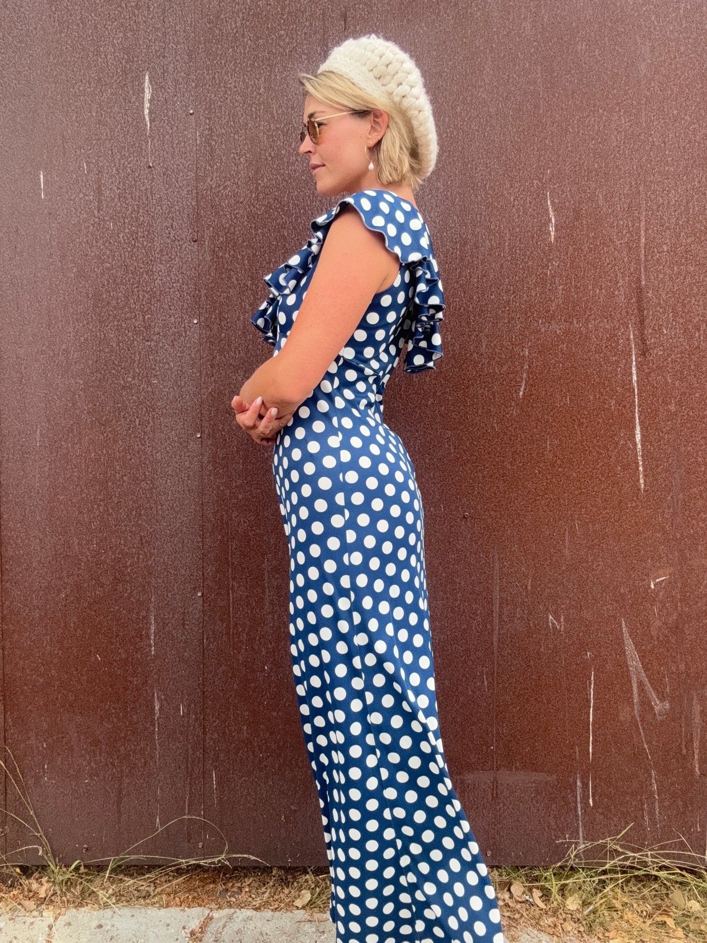 The Brigitte 1970s Polka Dot Maxi Dress