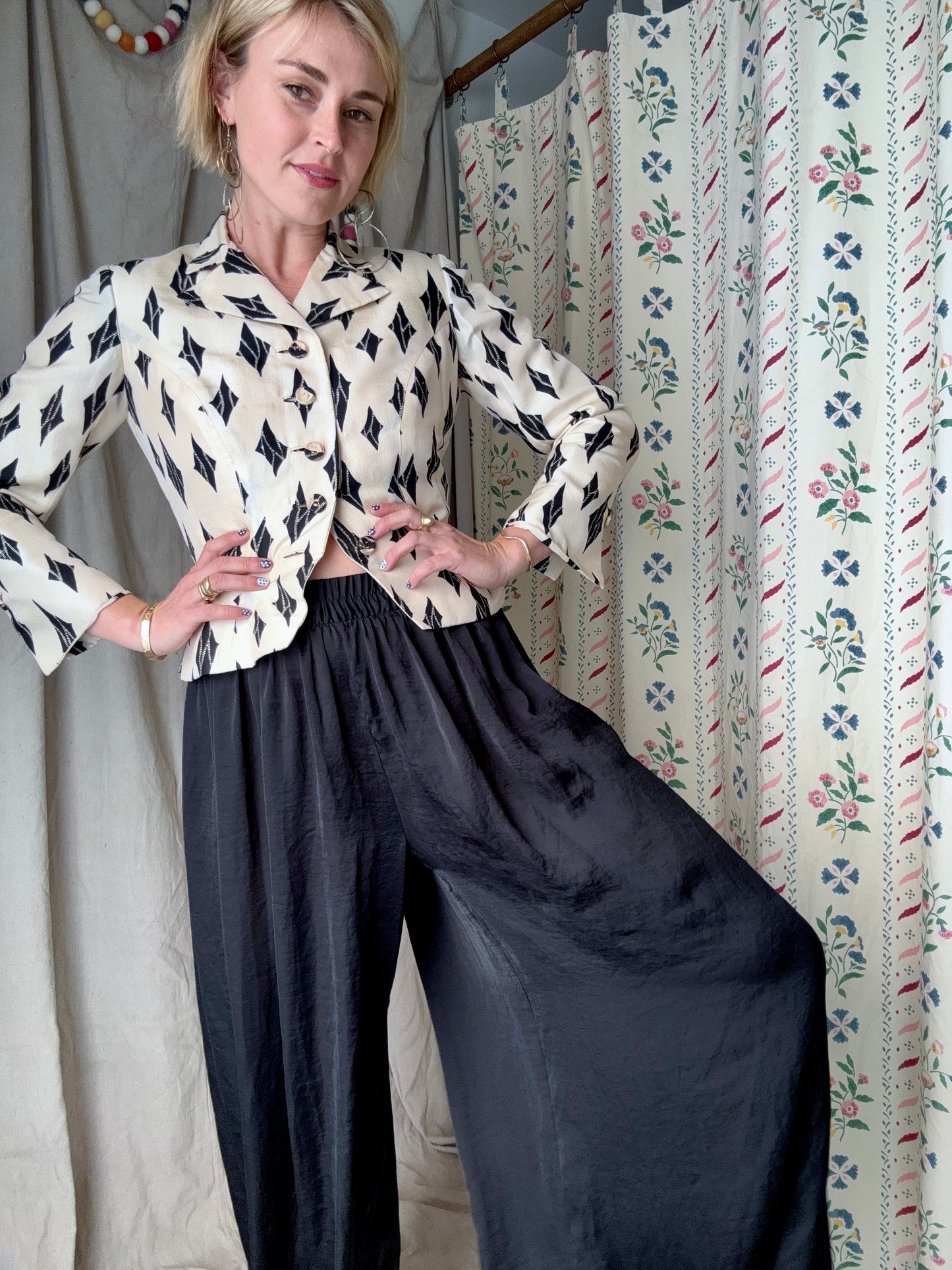 The Bullocks 1950s Cropped Silk Blazer