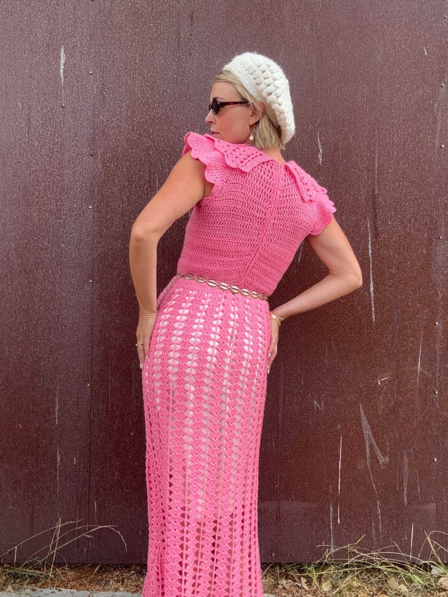 The Valentina 1960s Crochet Maxi Dress