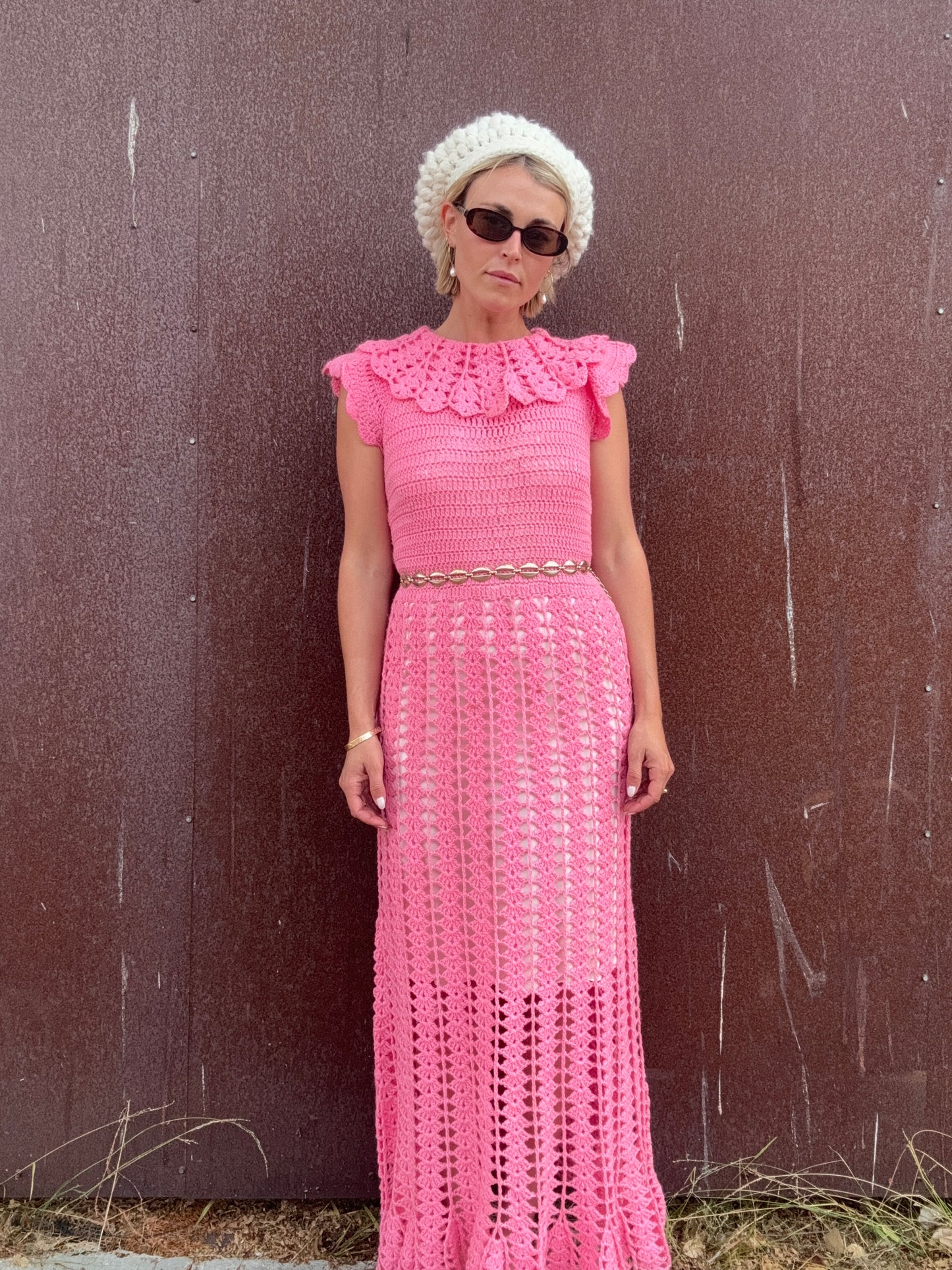 The Valentina 1960s Crochet Maxi Dress