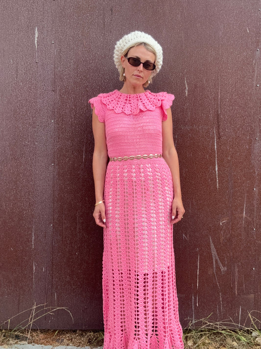 The Valentina 1960s Crochet Maxi Dress