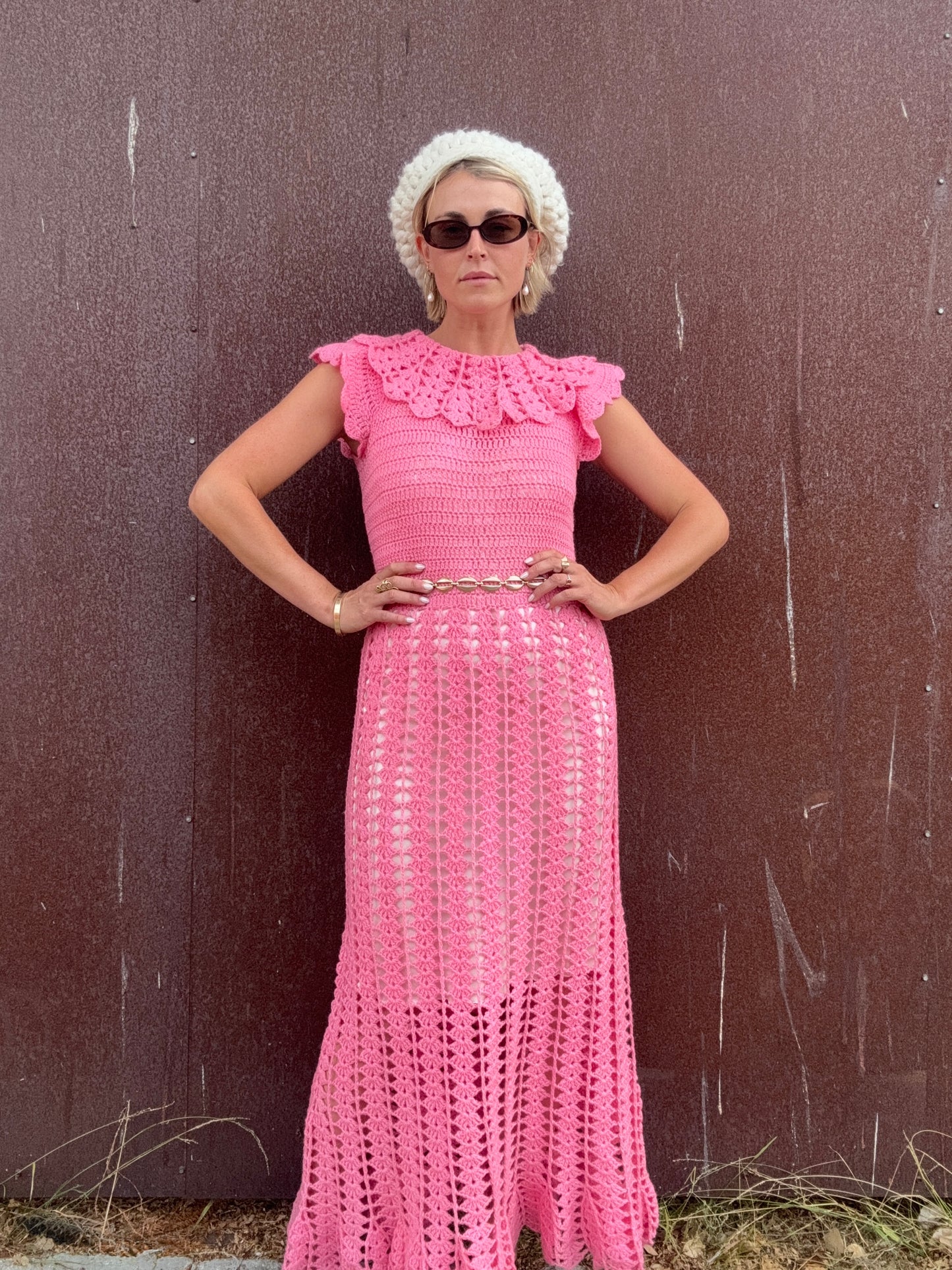 The Valentina 1960s Crochet Maxi Dress