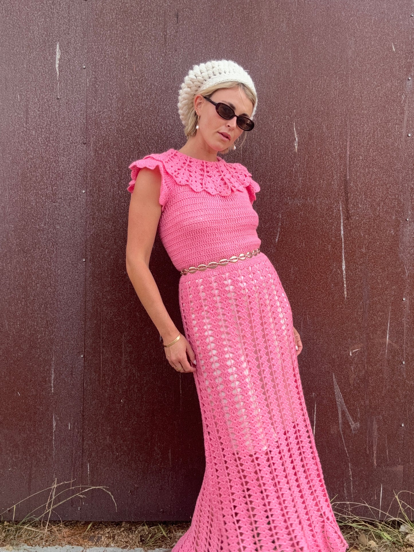 The Valentina 1960s Crochet Maxi Dress