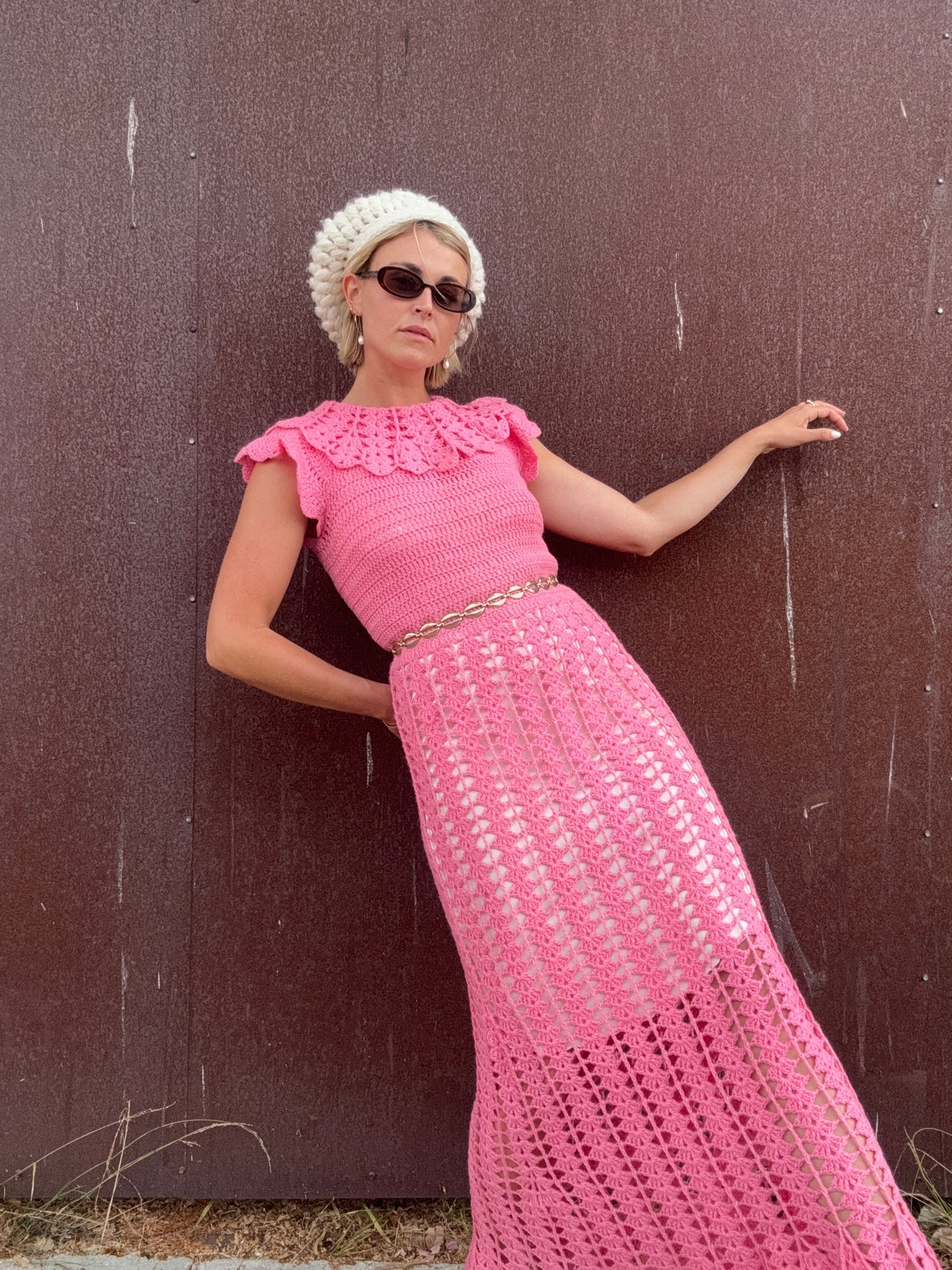 The Valentina 1960s Crochet Maxi Dress