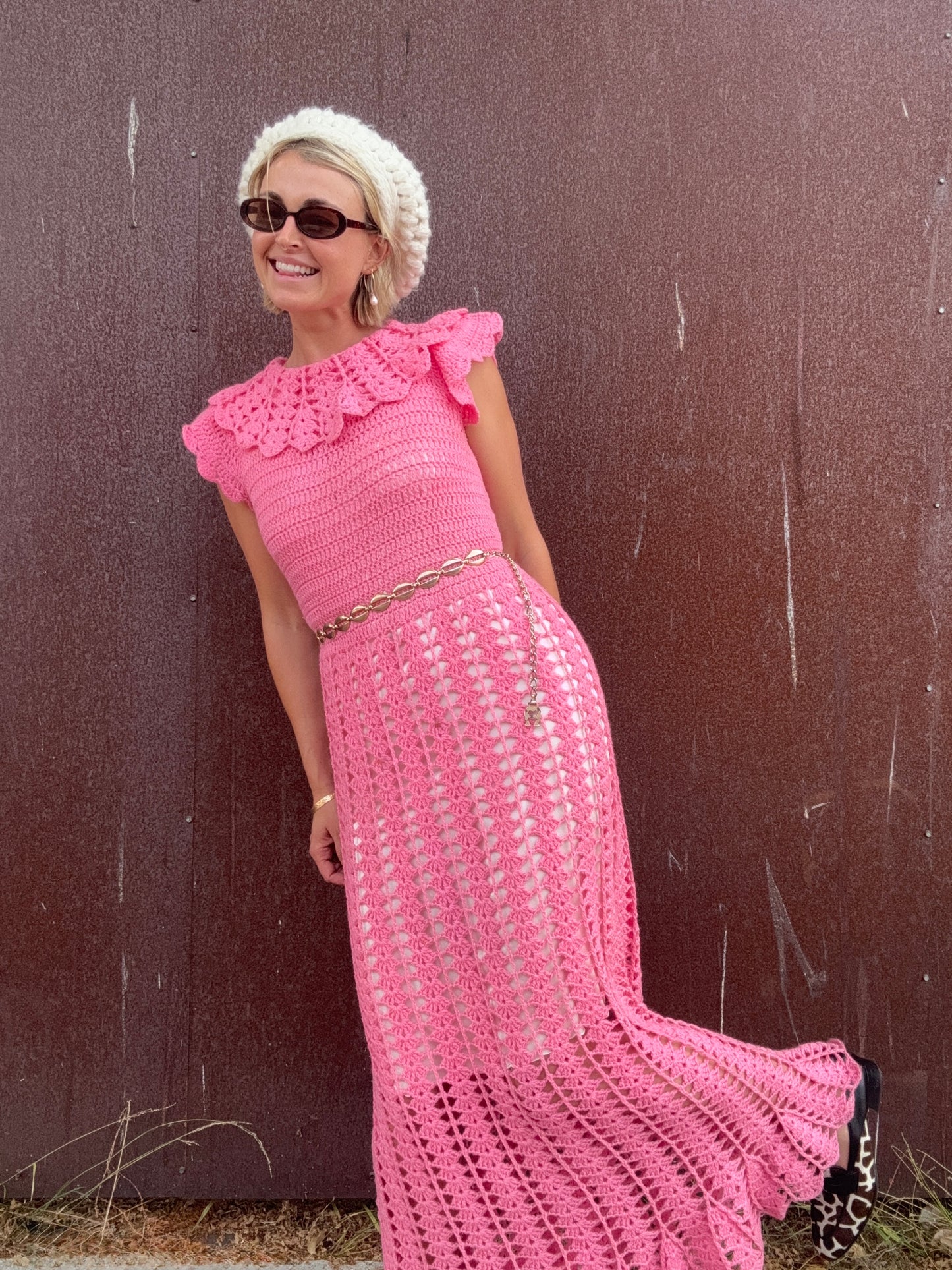 The Valentina 1960s Crochet Maxi Dress