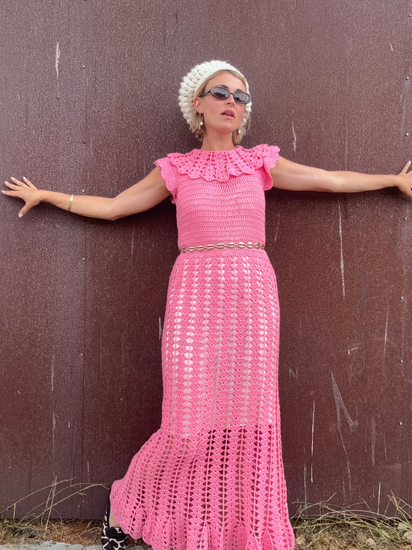 The Valentina 1960s Crochet Maxi Dress