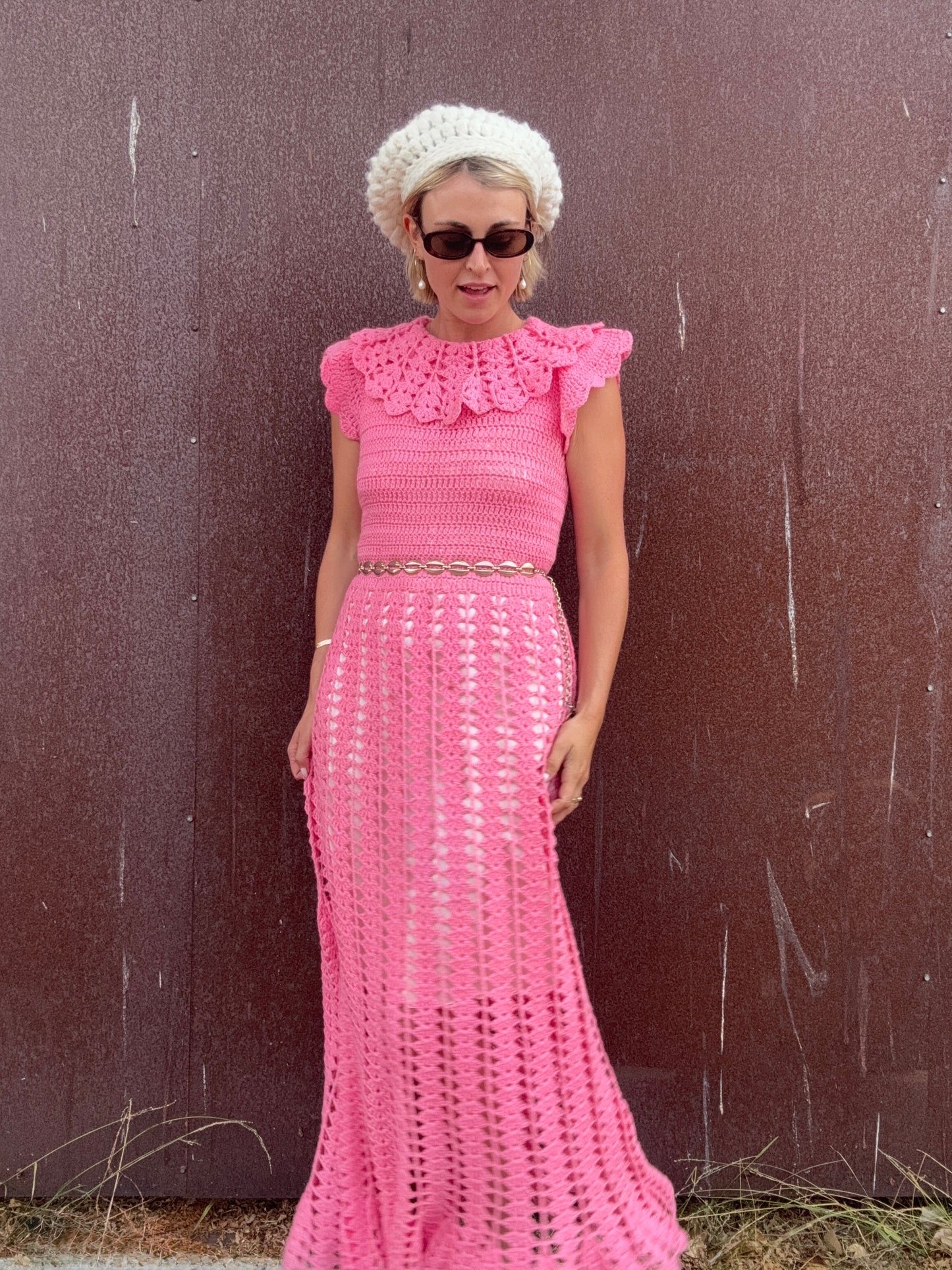 The Valentina 1960s Crochet Maxi Dress