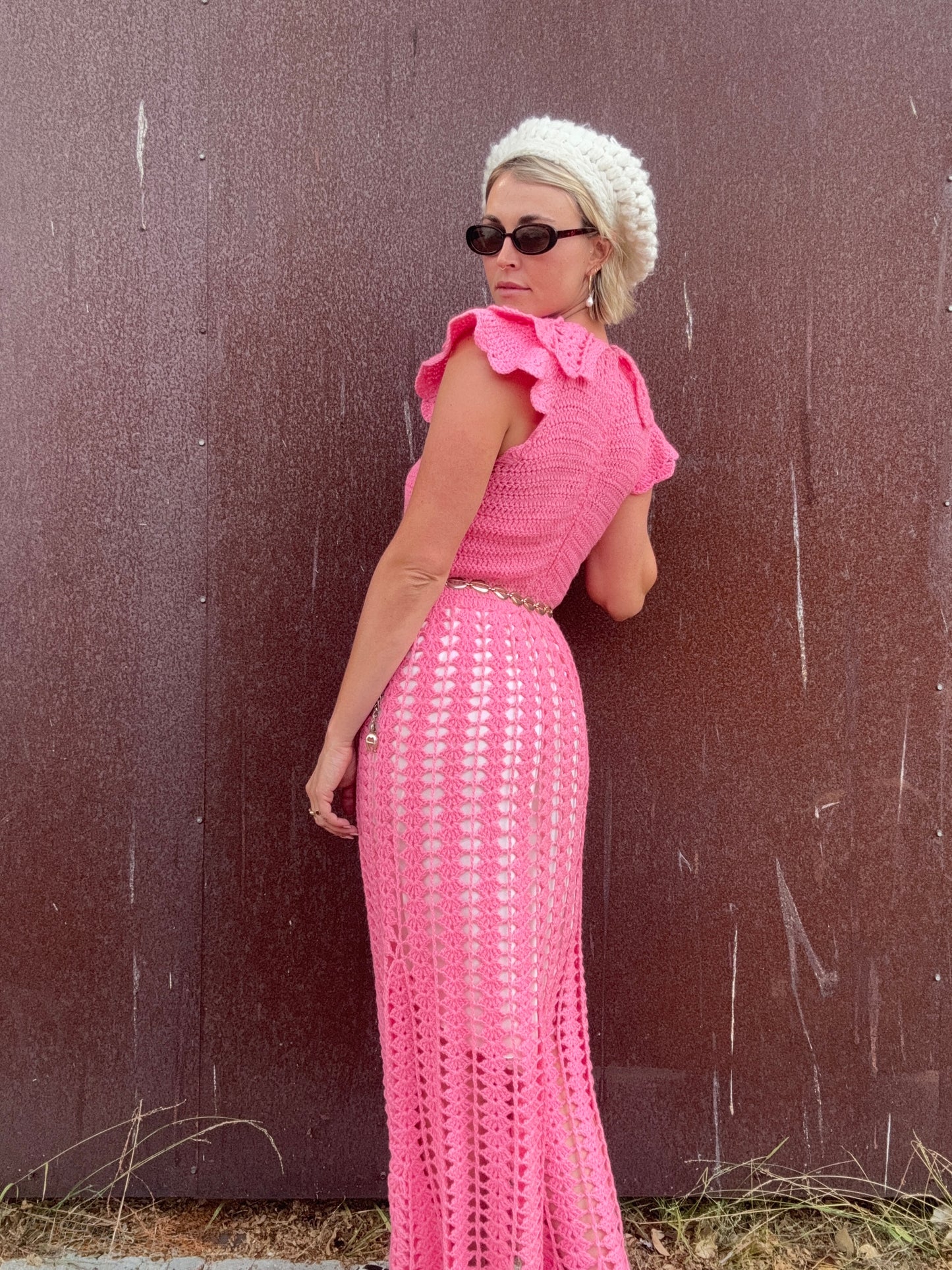 The Valentina 1960s Crochet Maxi Dress