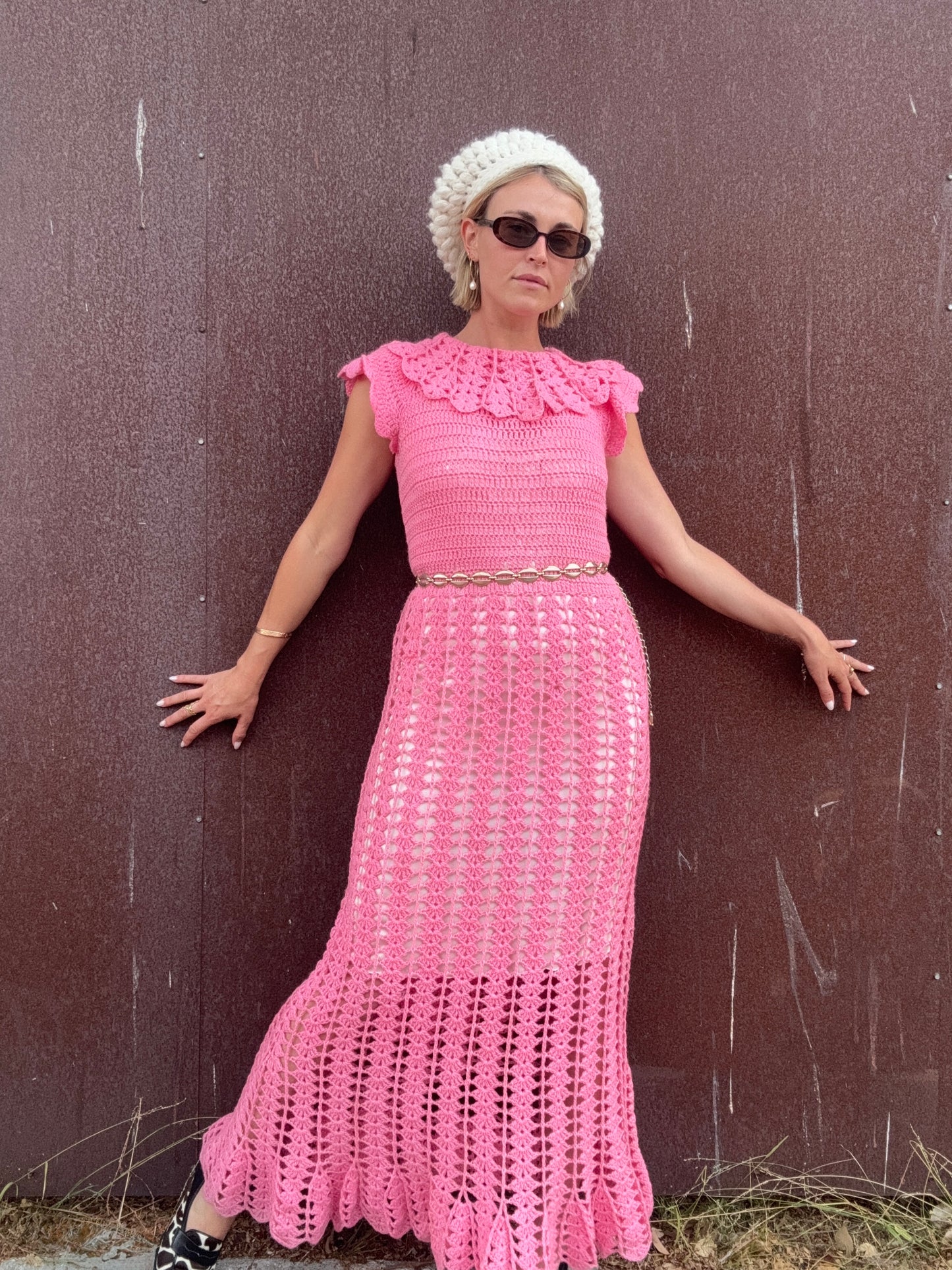 The Valentina 1960s Crochet Maxi Dress