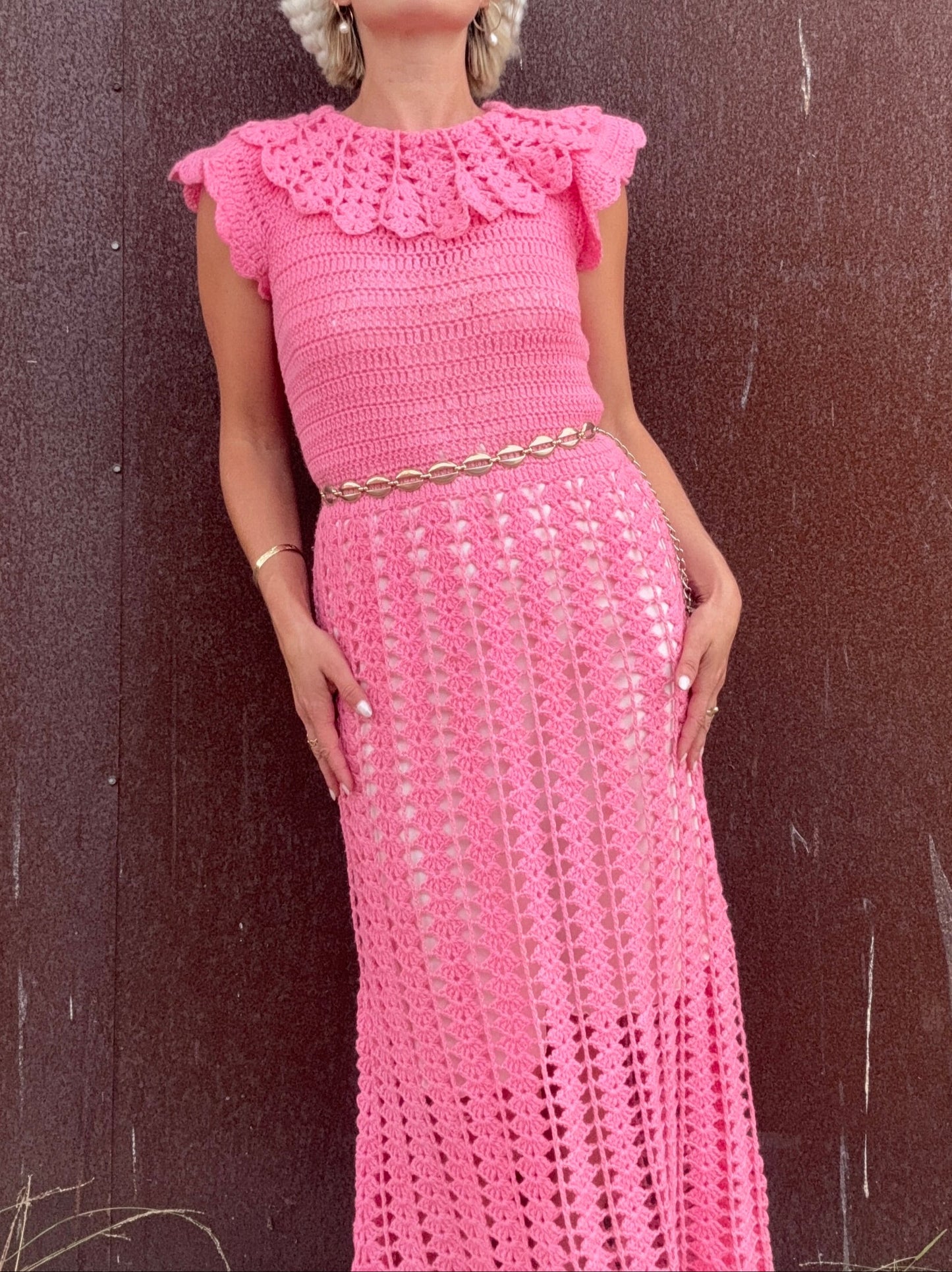 The Valentina 1960s Crochet Maxi Dress