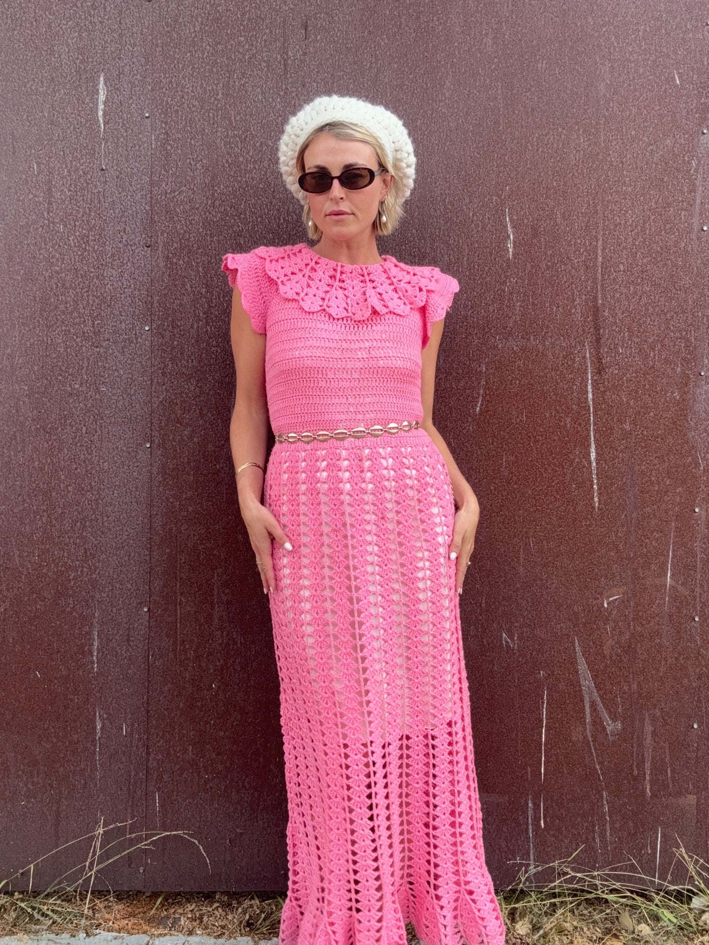 The Valentina 1960s Crochet Maxi Dress